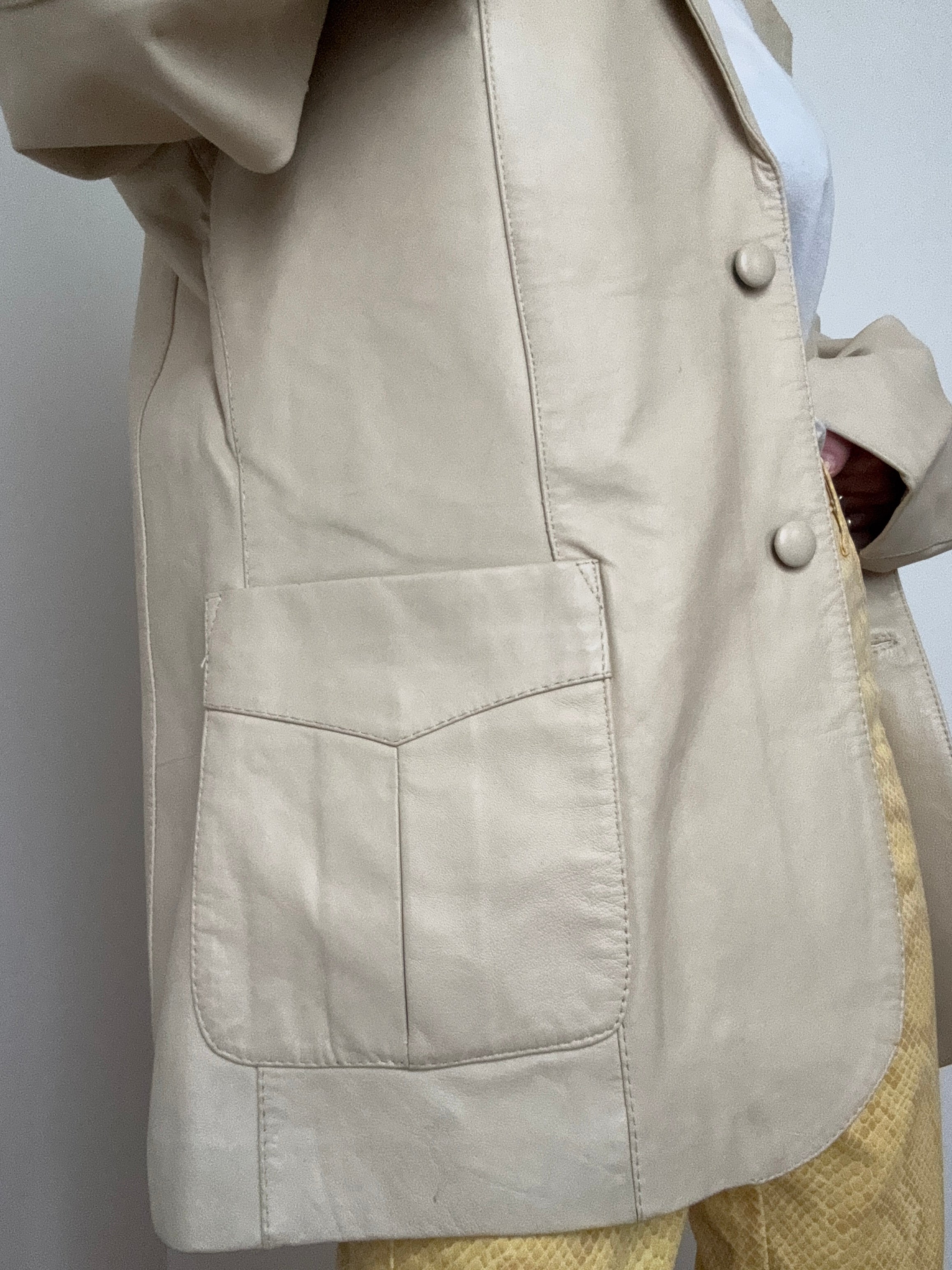 Cream Leather Blazer | Jackets