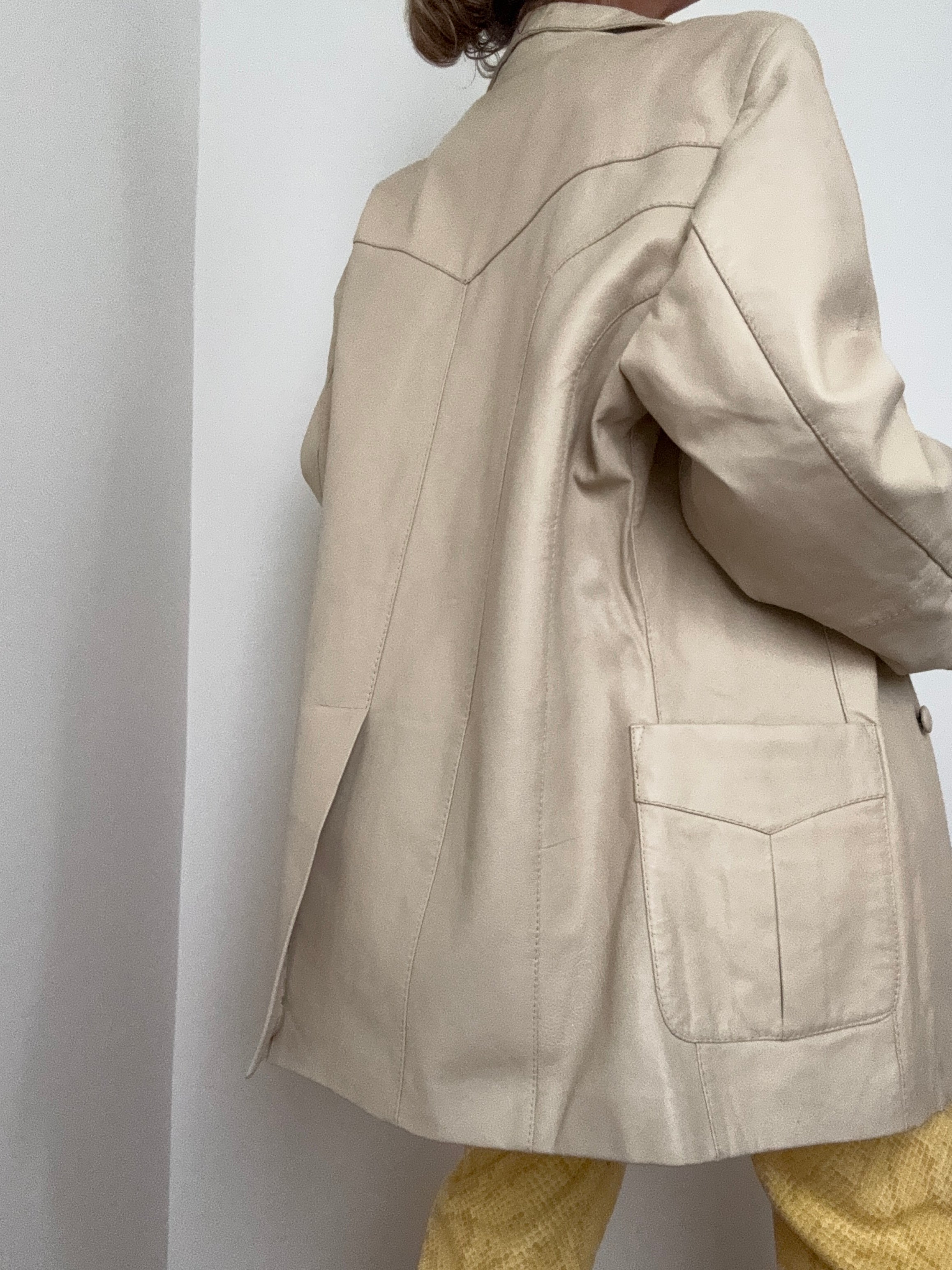 Cream Leather Blazer | Jackets