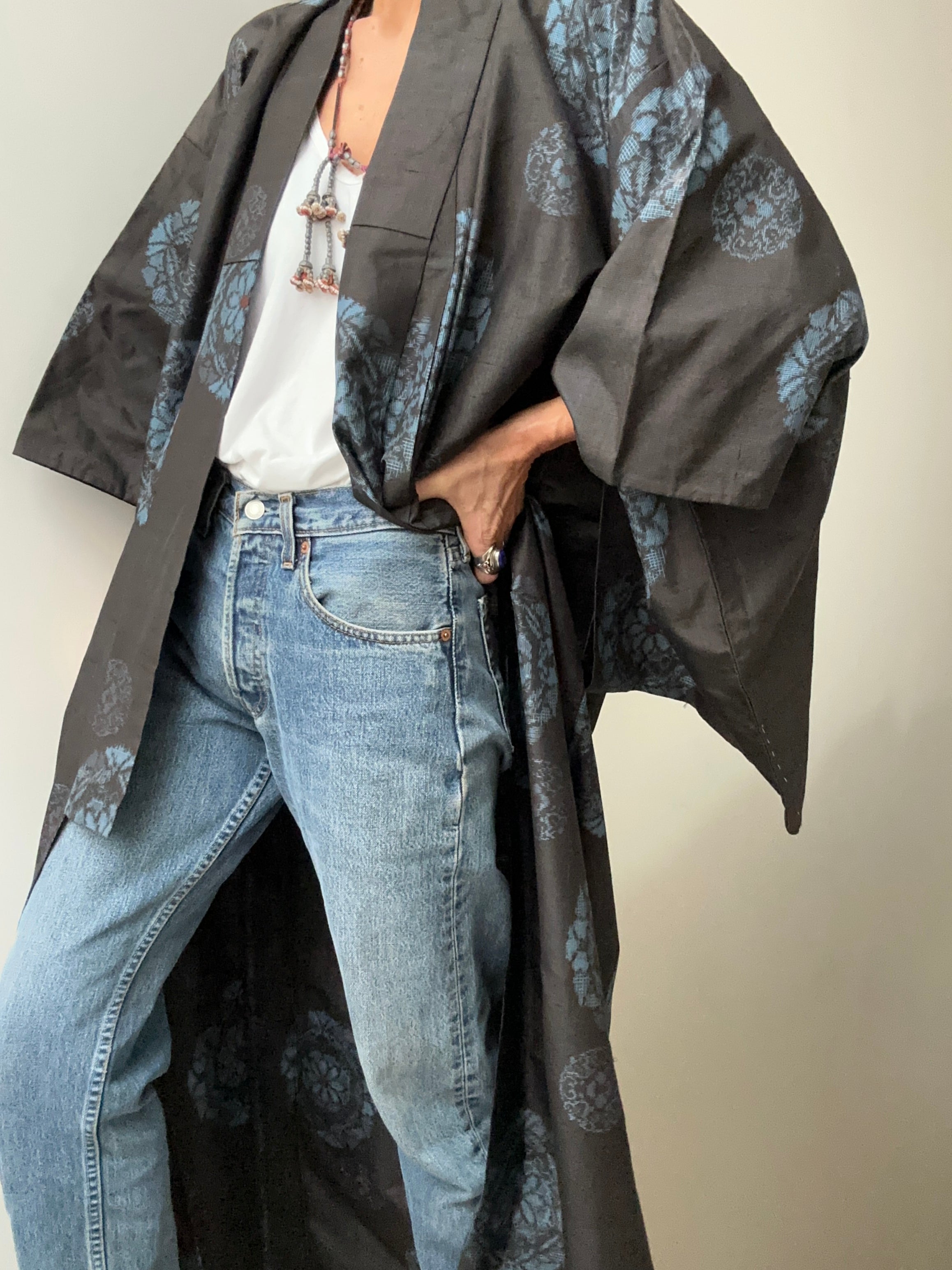 Future Nomads Kimonos Free Size Hand Spun Silk Kimono Vintage
