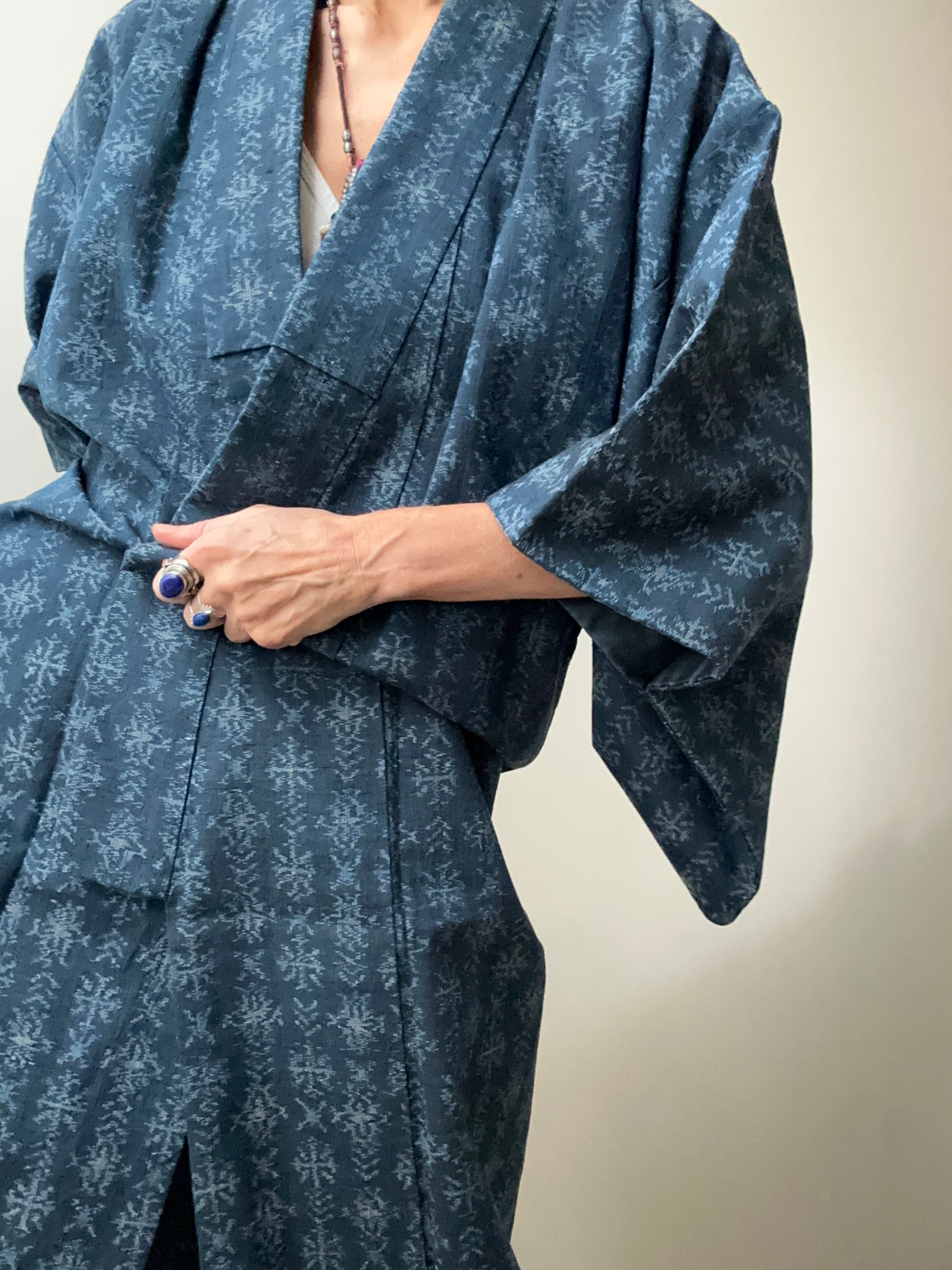 Future Nomads Kimonos Free Size Indigo Blue Batik Japanese Kimono