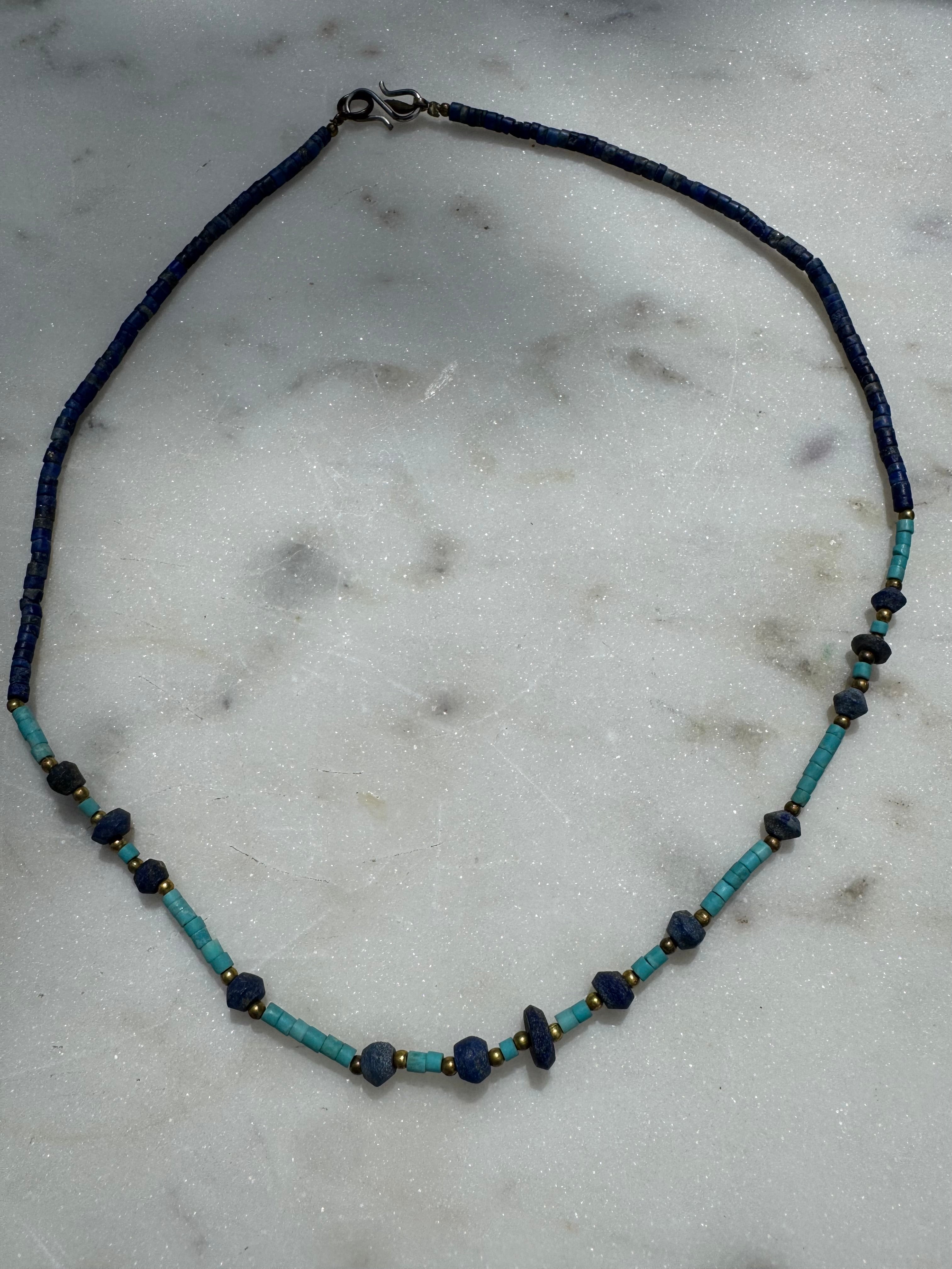 Lapis And Turquoise With Brass Detail Necklace | Necklaces