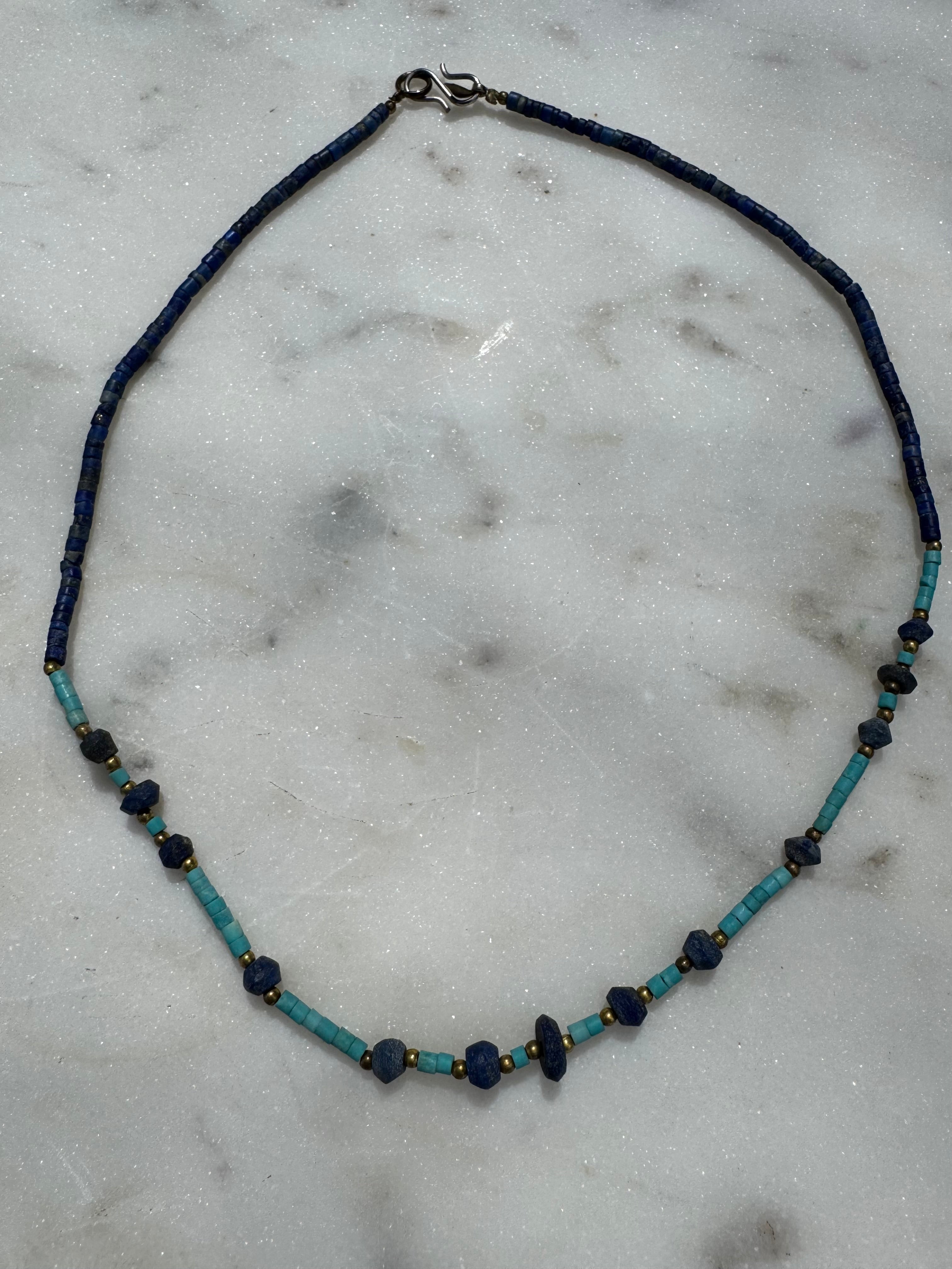 Lapis And Turquoise With Brass Detail Necklace | Necklaces