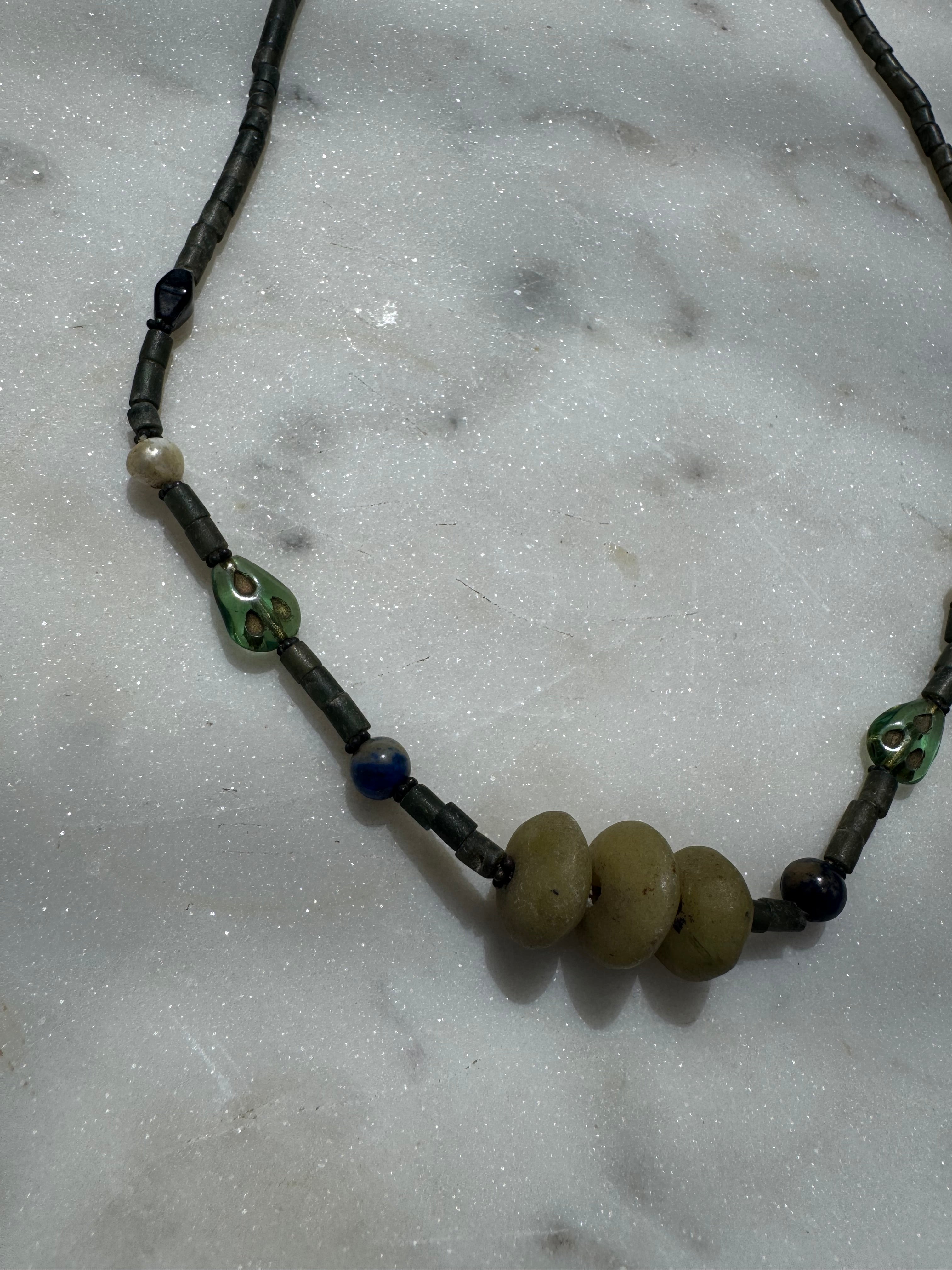 Future Nomads Necklaces 23cm Vintage Jade With Pearl Bead Necklace