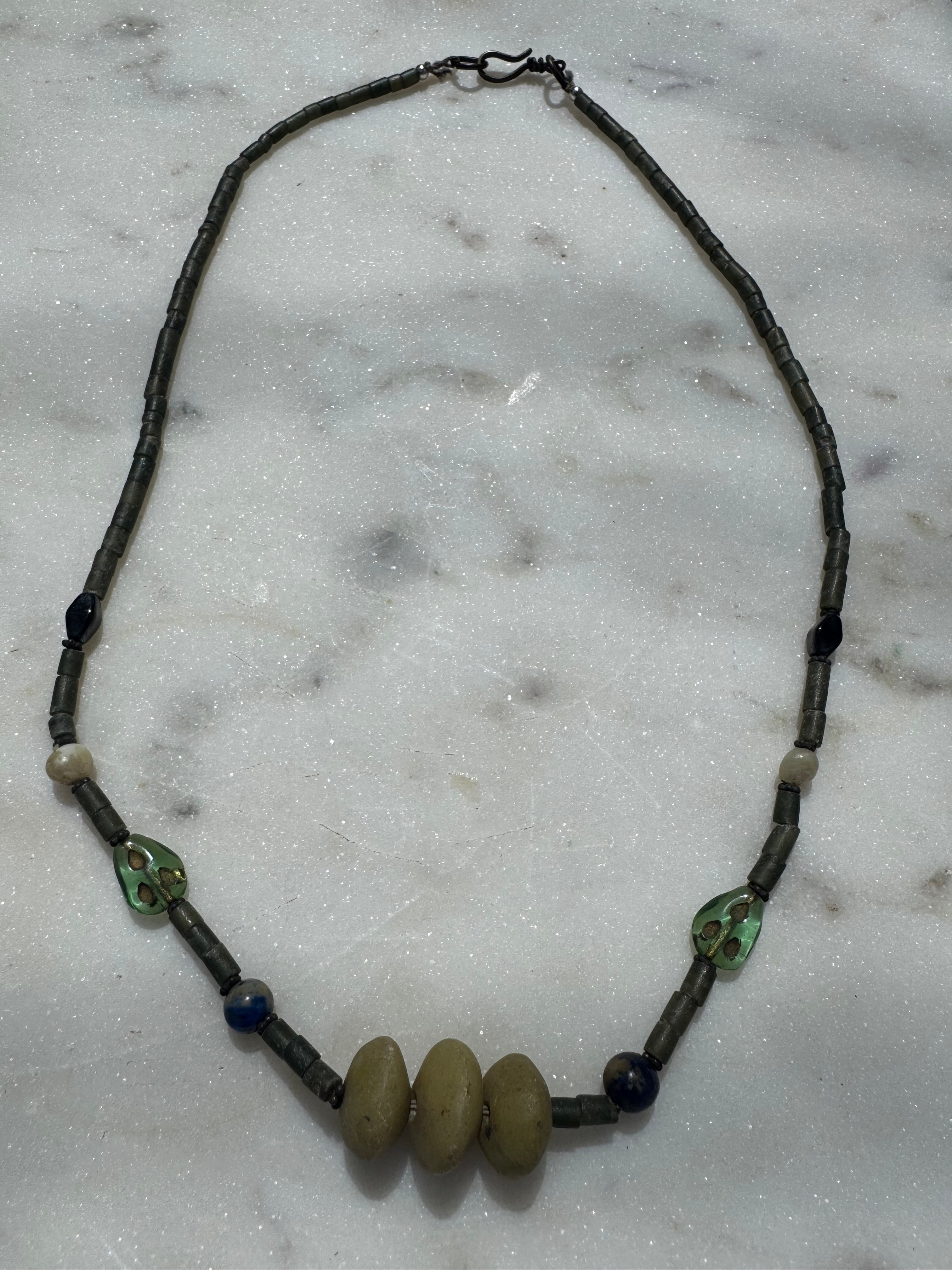 Future Nomads Necklaces 23cm Vintage Jade With Pearl Bead Necklace