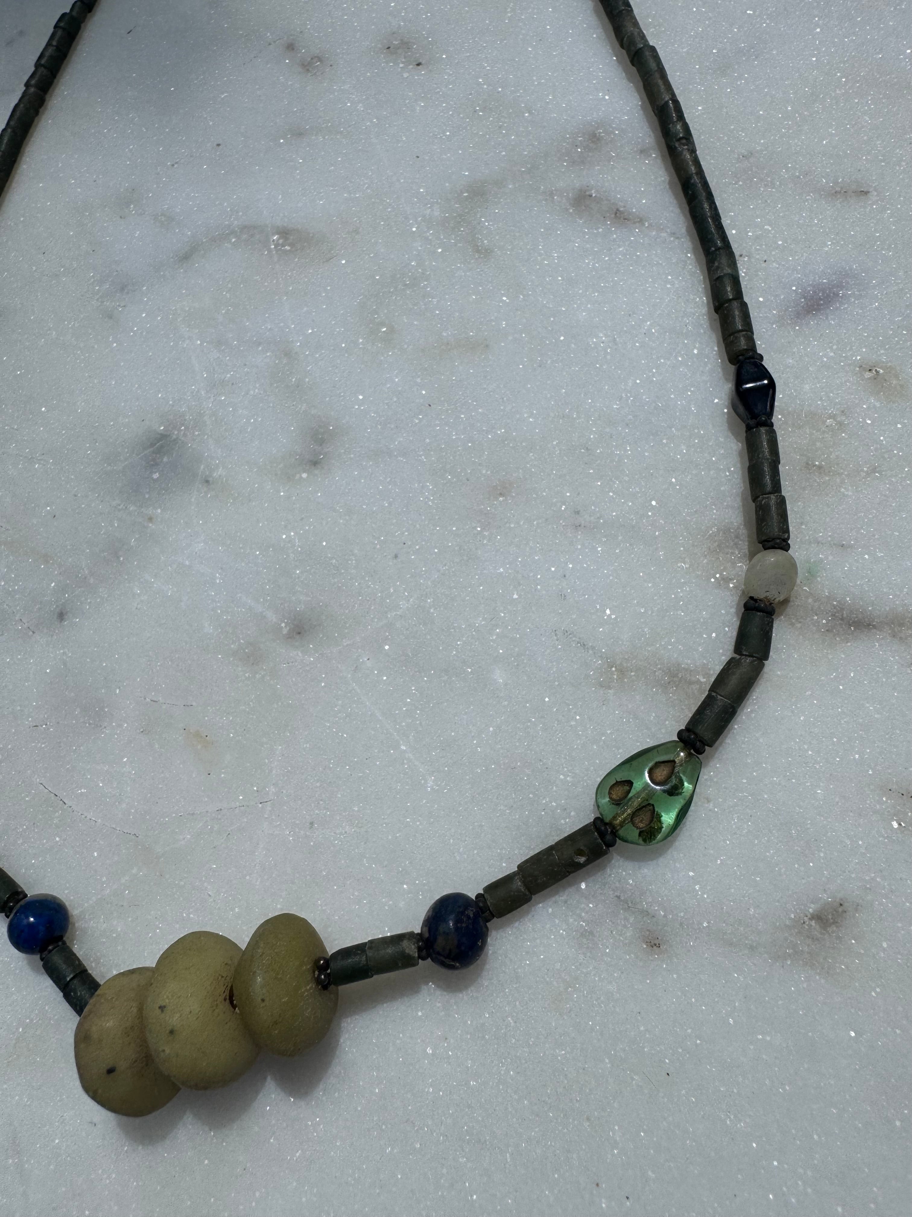 Future Nomads Necklaces 23cm Vintage Jade With Pearl Bead Necklace