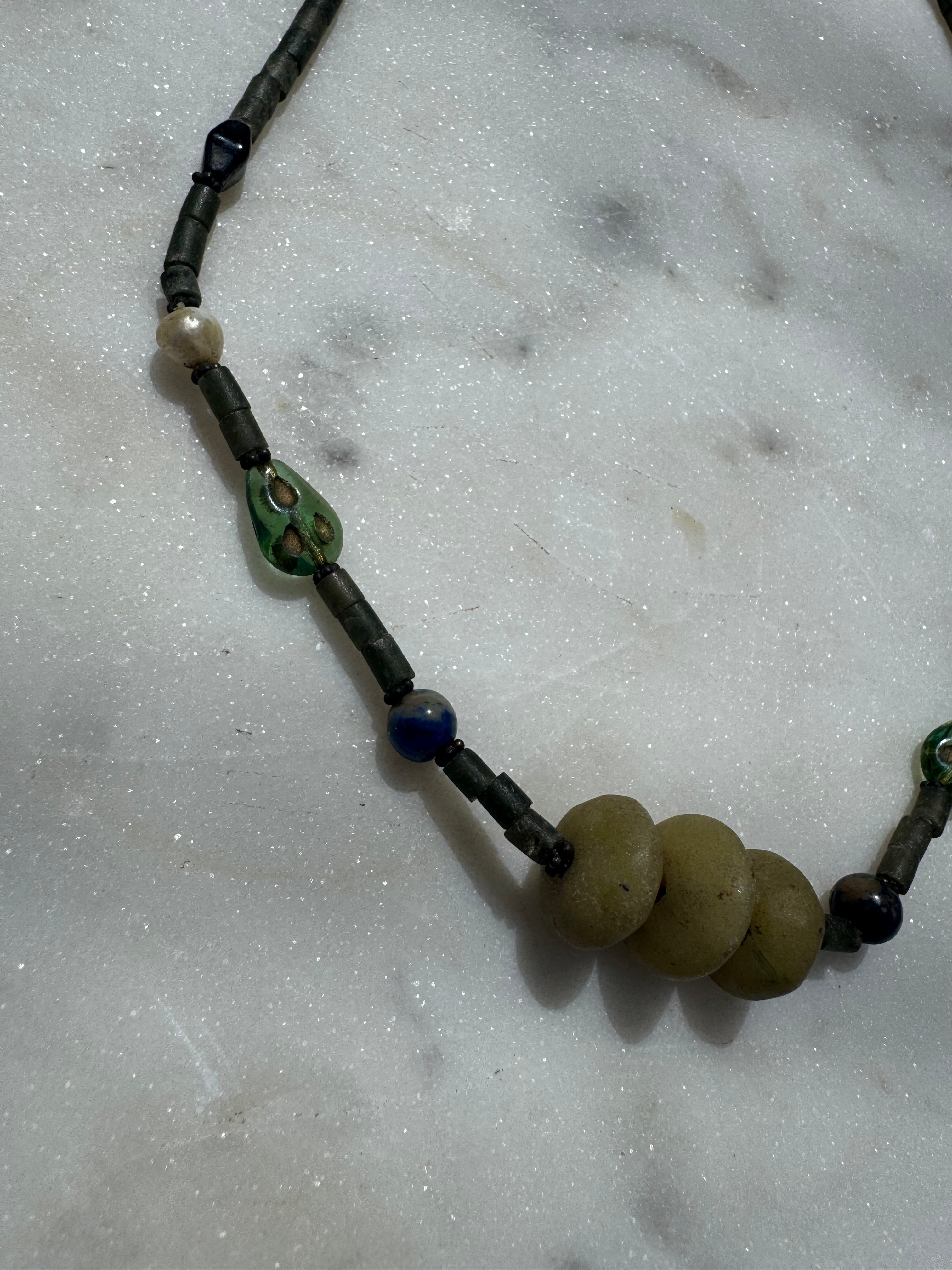 Future Nomads Necklaces 23cm Vintage Jade With Pearl Bead Necklace