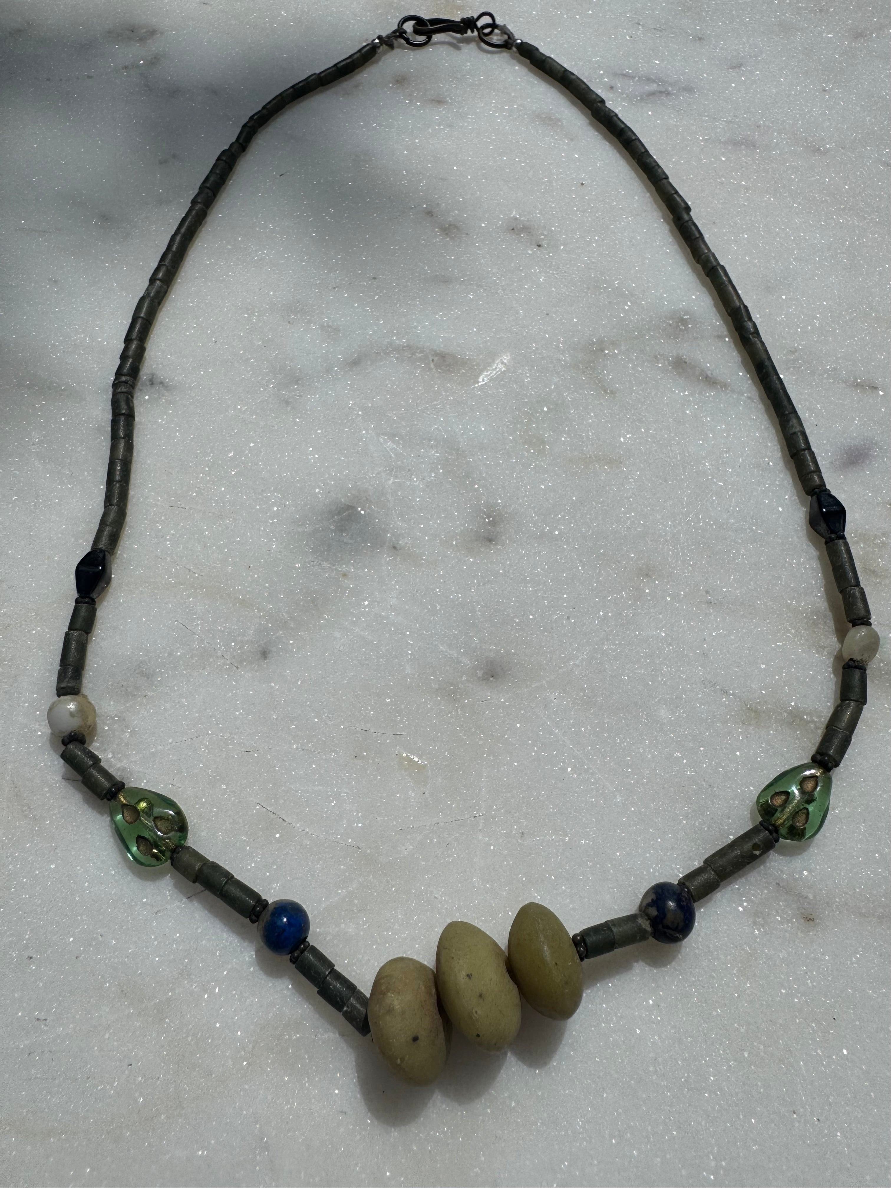 Future Nomads Necklaces 23cm Vintage Jade With Pearl Bead Necklace
