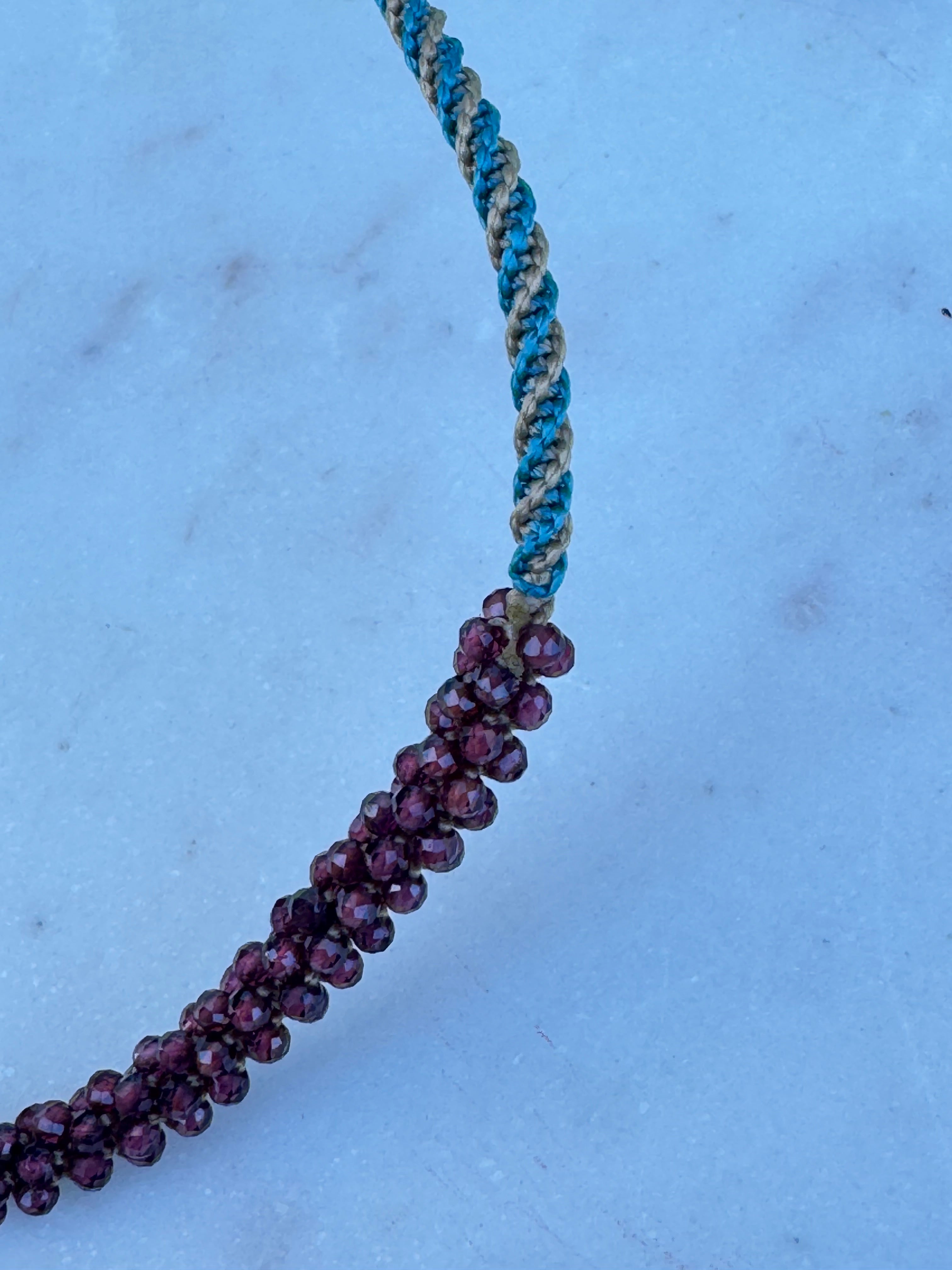 Future Nomads Necklaces Garnet Stone Woven Choker