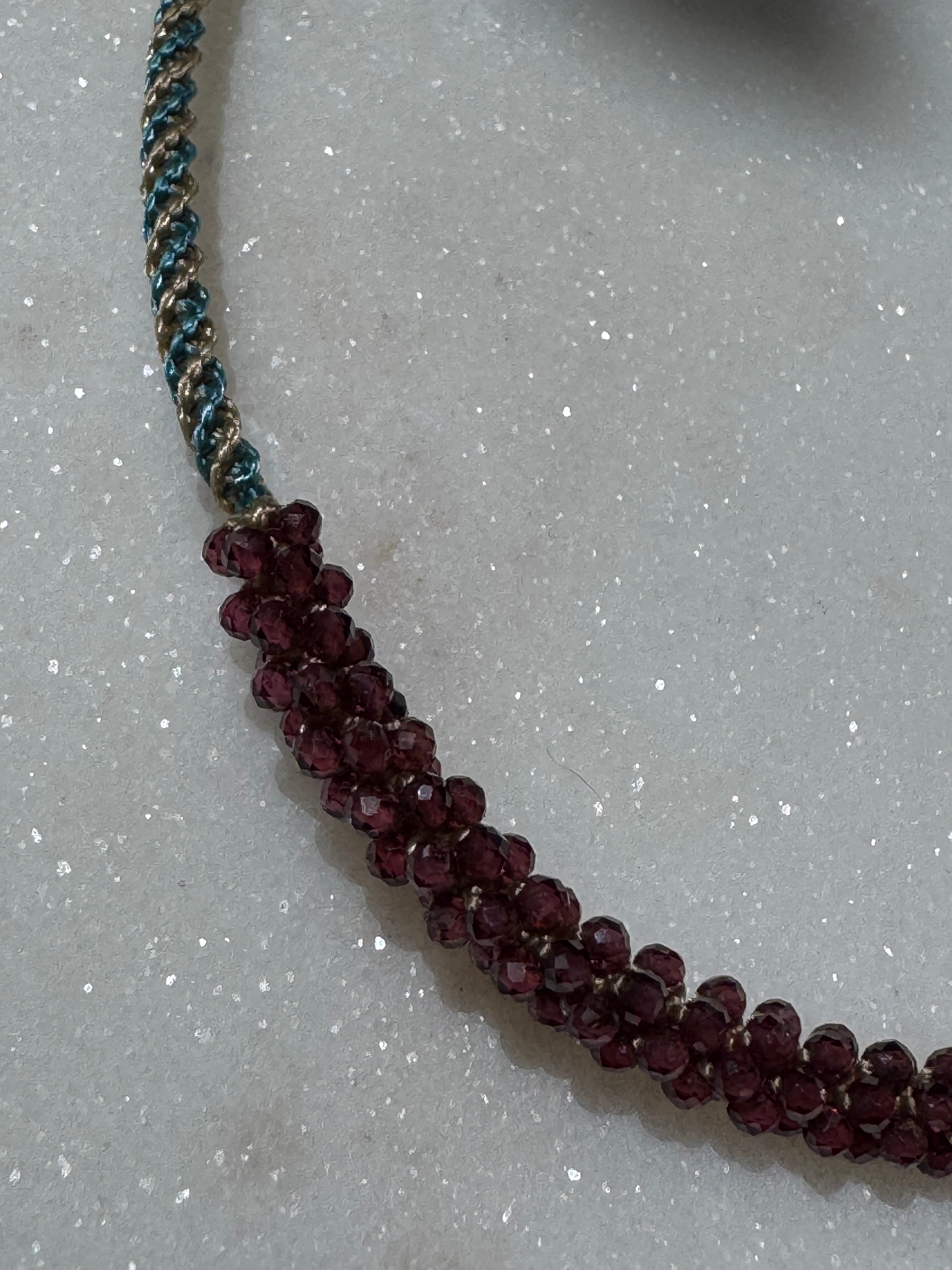 Future Nomads Necklaces Garnet Stone Woven Choker