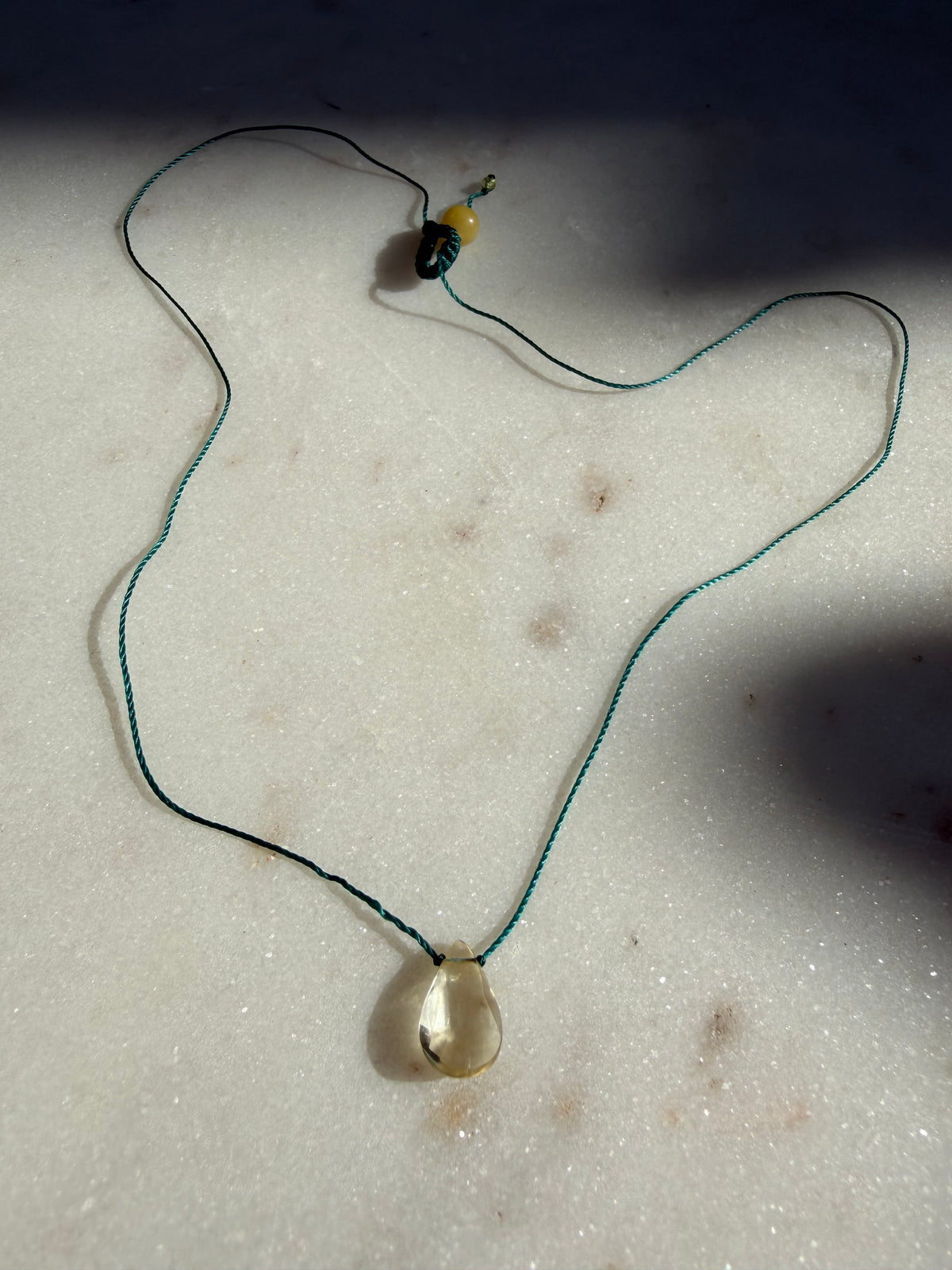 Future Nomads Necklaces Green Thread Citrine Drop
