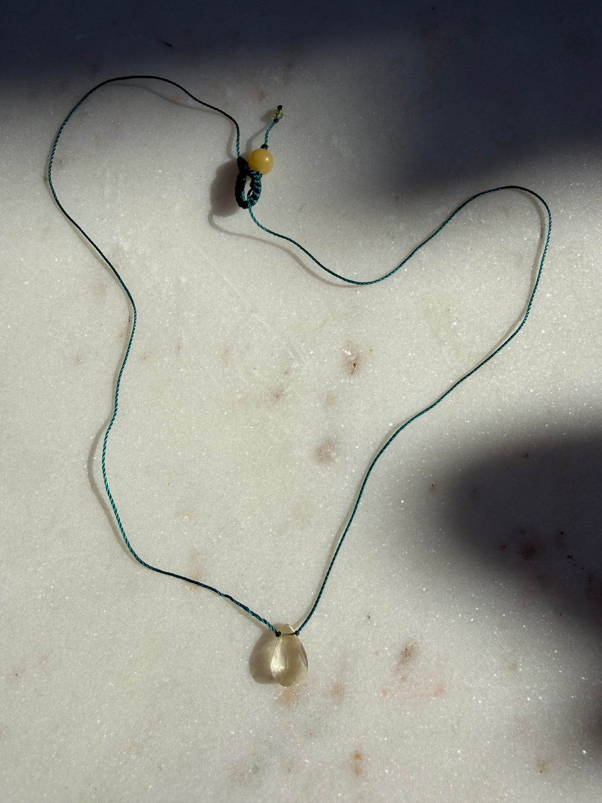 Future Nomads Necklaces Green Thread Citrine Drop