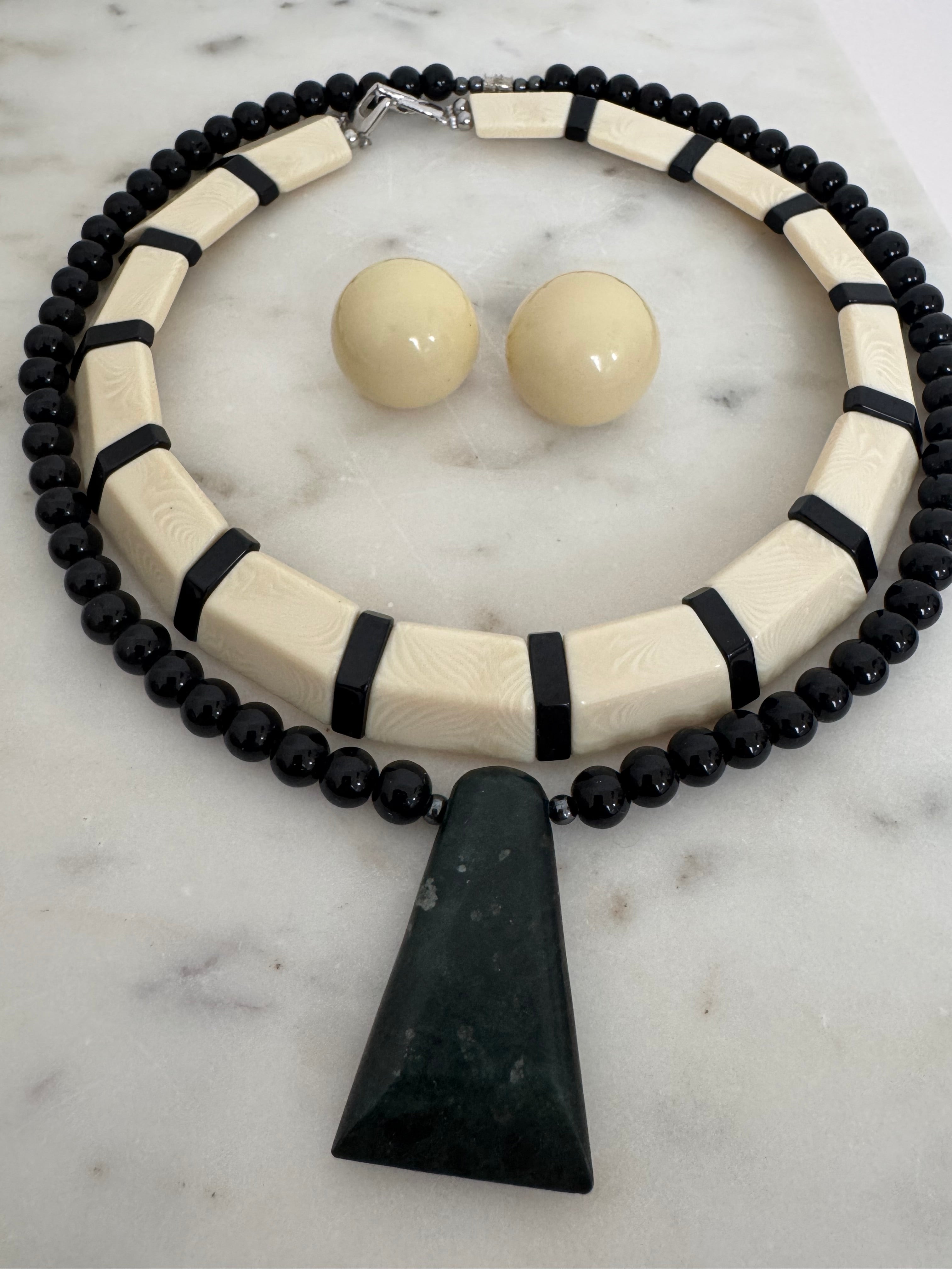 Jade & Onyx Stone Necklace | Necklaces