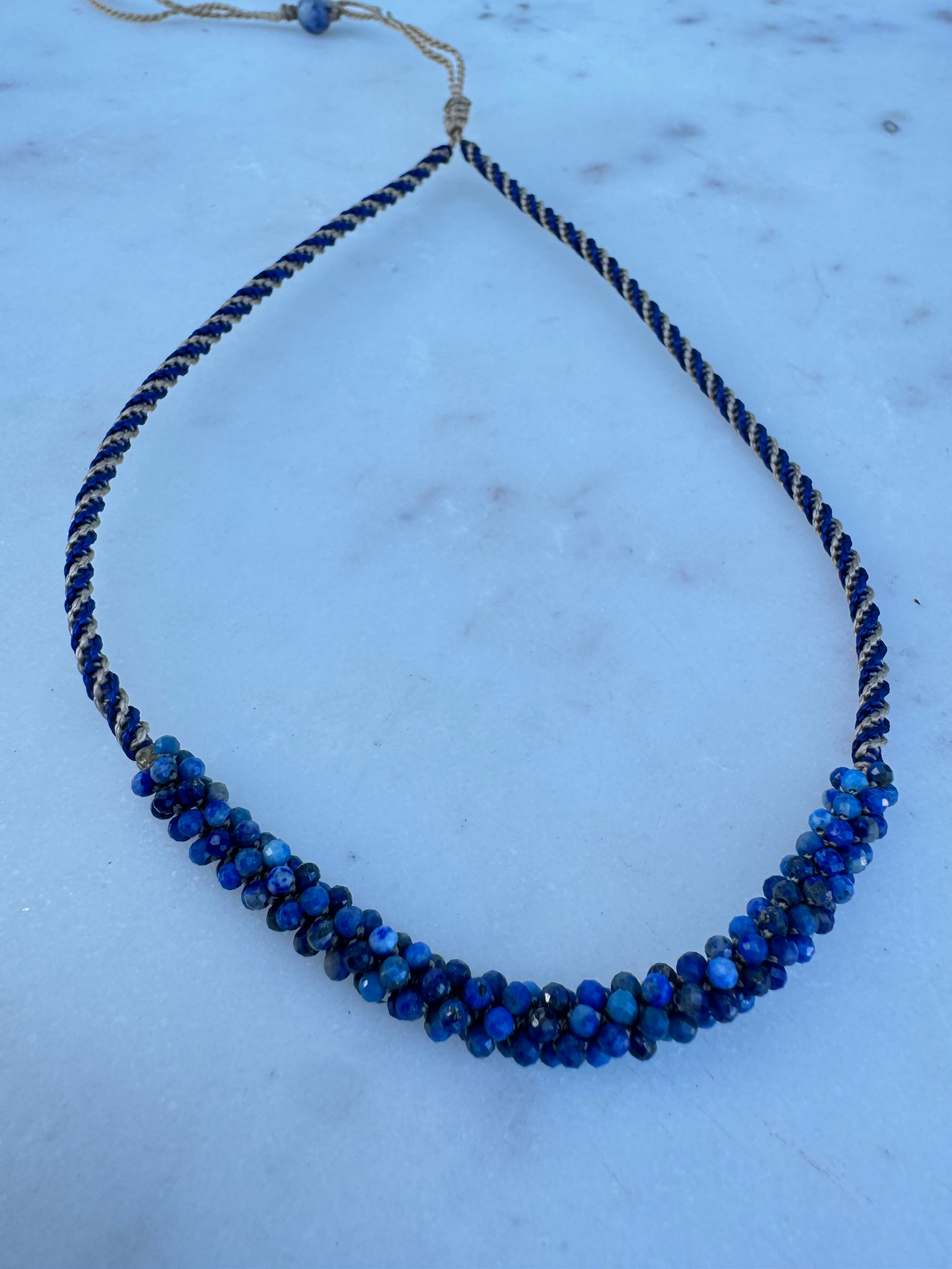 Future Nomads Necklaces Lapis Stone Woven Choker