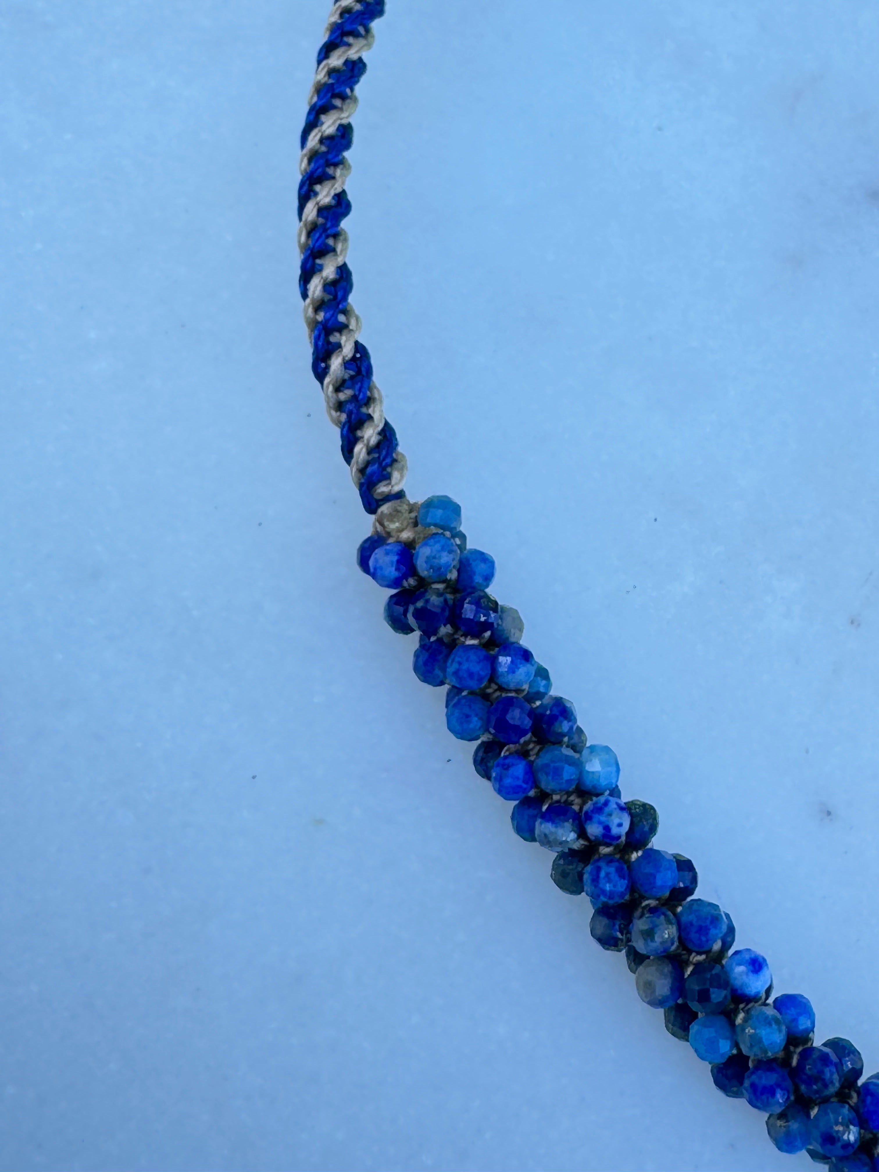 Future Nomads Necklaces Lapis Stone Woven Choker
