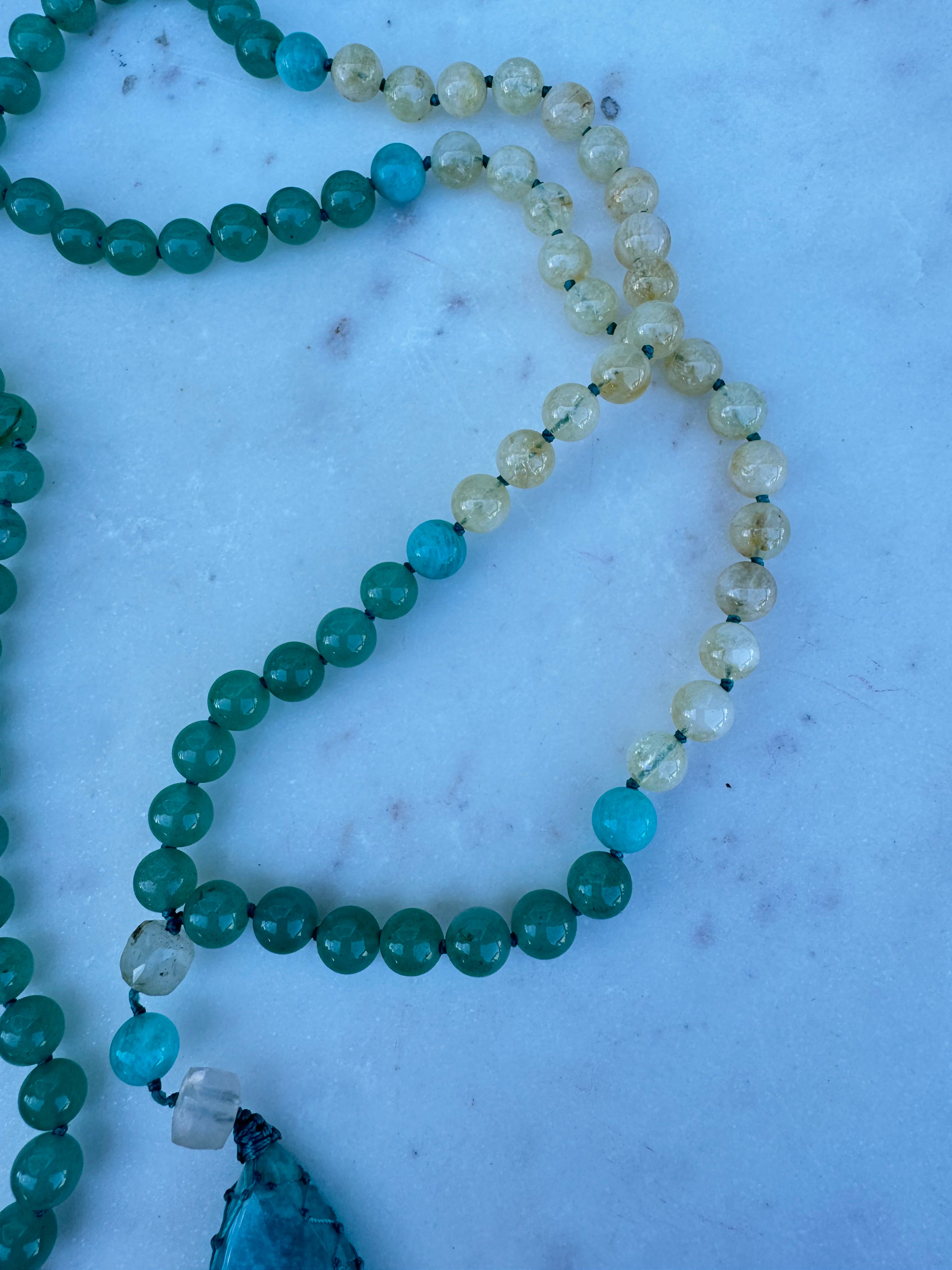 Future Nomads Necklaces One size Citrine & Green Aventurine Mala 2