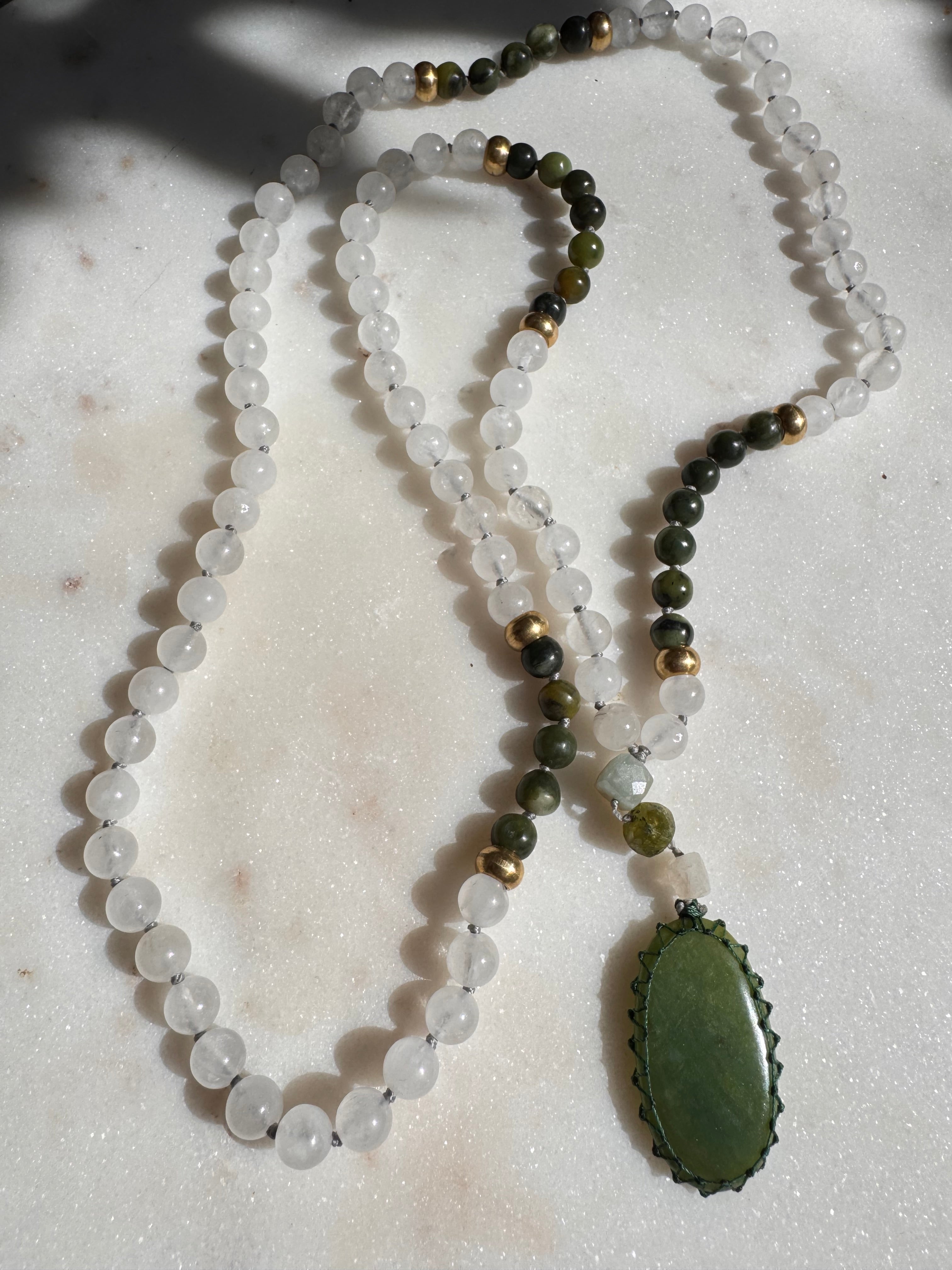 Future Nomads Necklaces One size Jade And Crystal Mala Beads