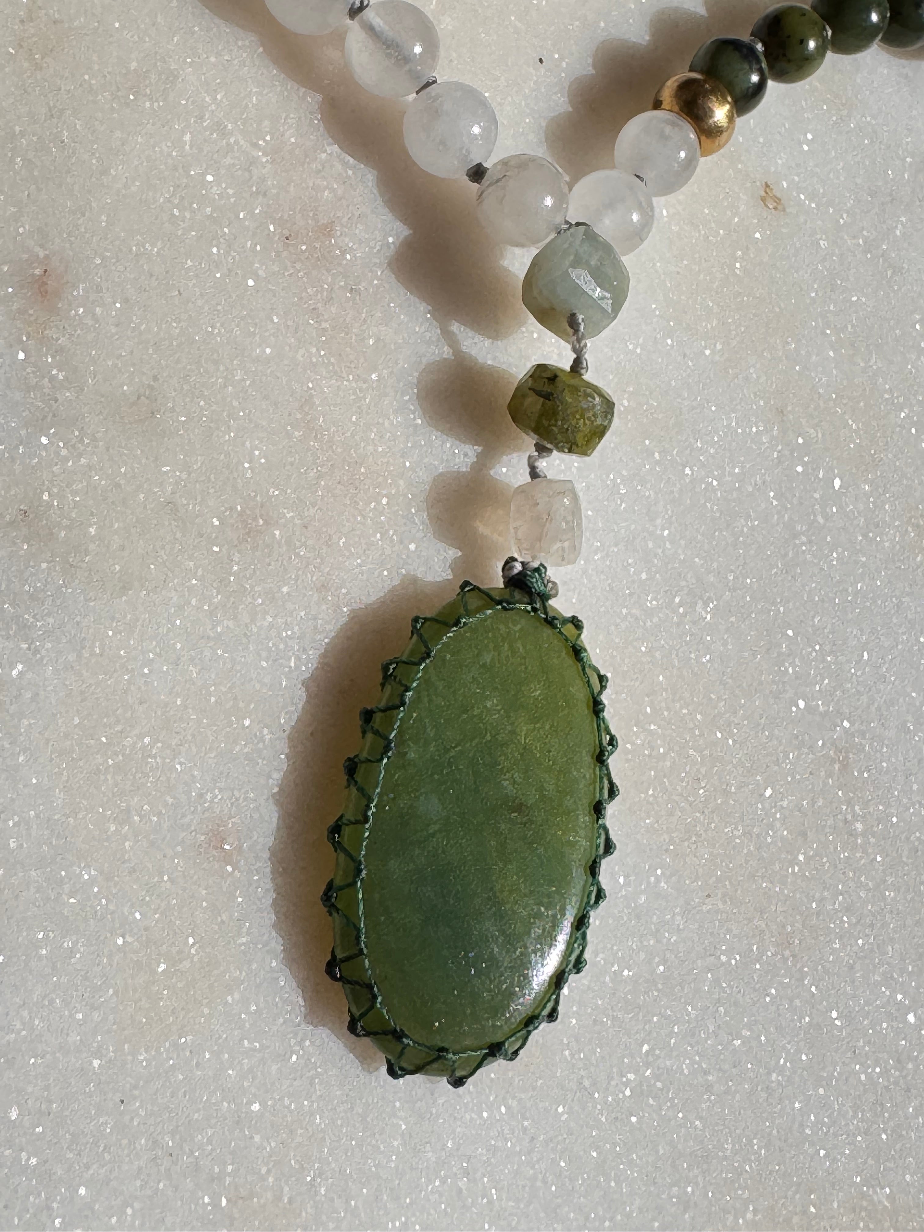 Future Nomads Necklaces One size Jade And Crystal Mala Beads