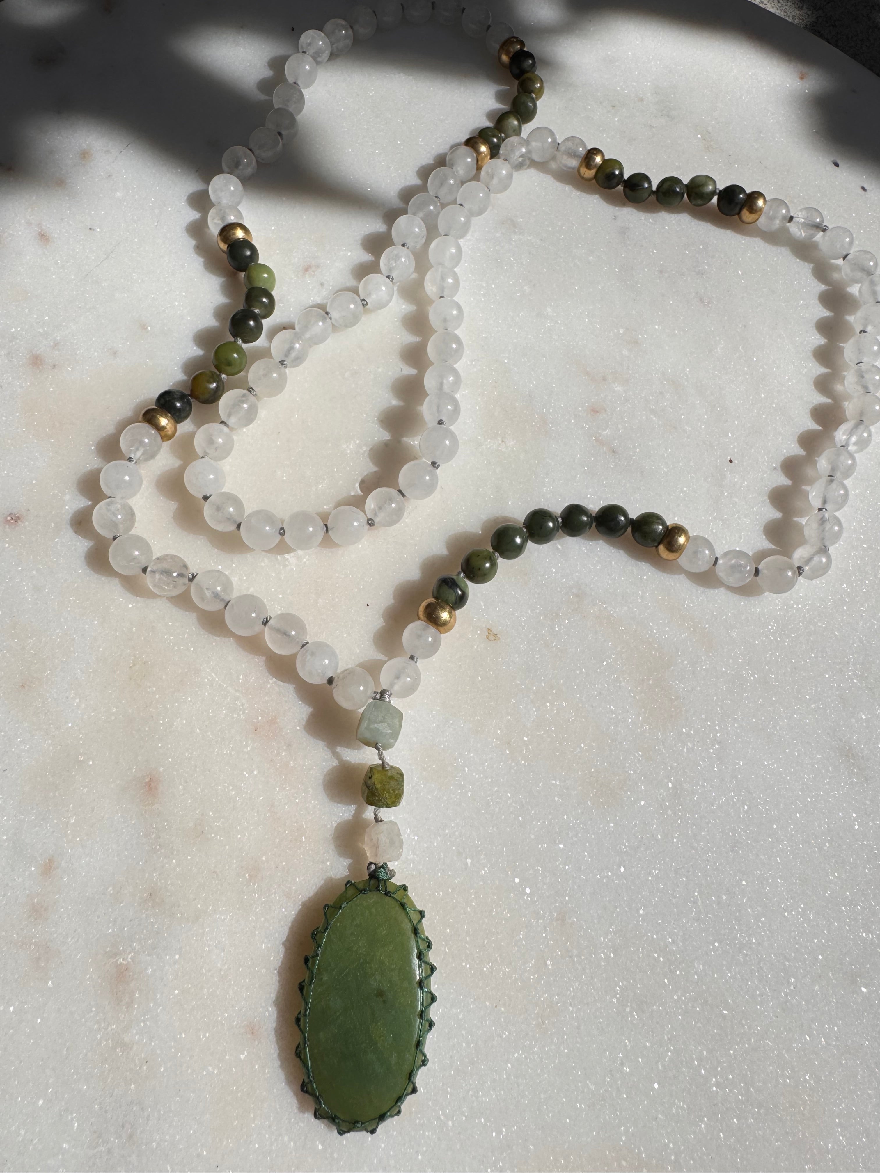 Future Nomads Necklaces One size Jade And Crystal Mala Beads