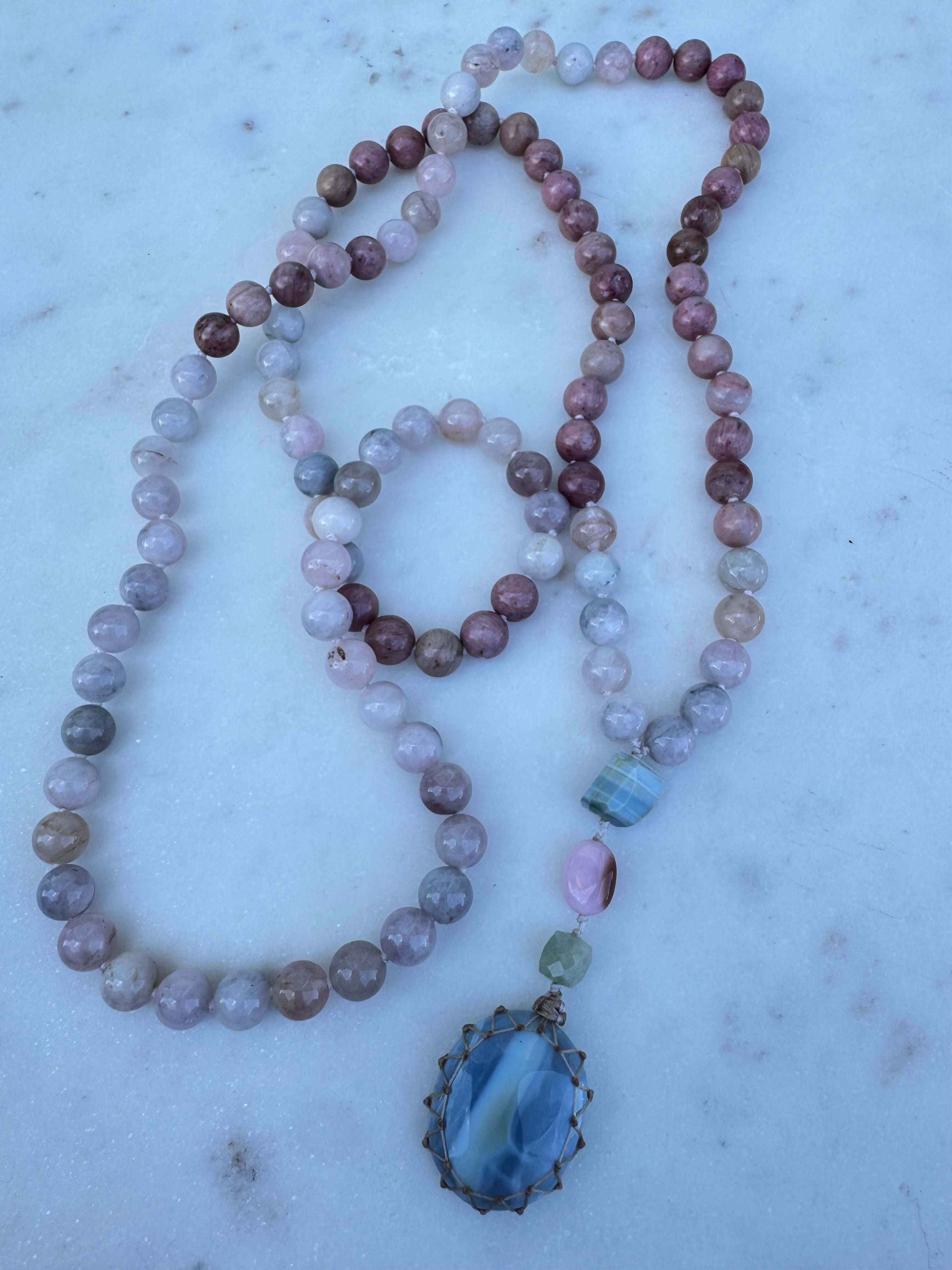Future Nomads Necklaces One size Morganite & Rhodonite Crystal Mala 1