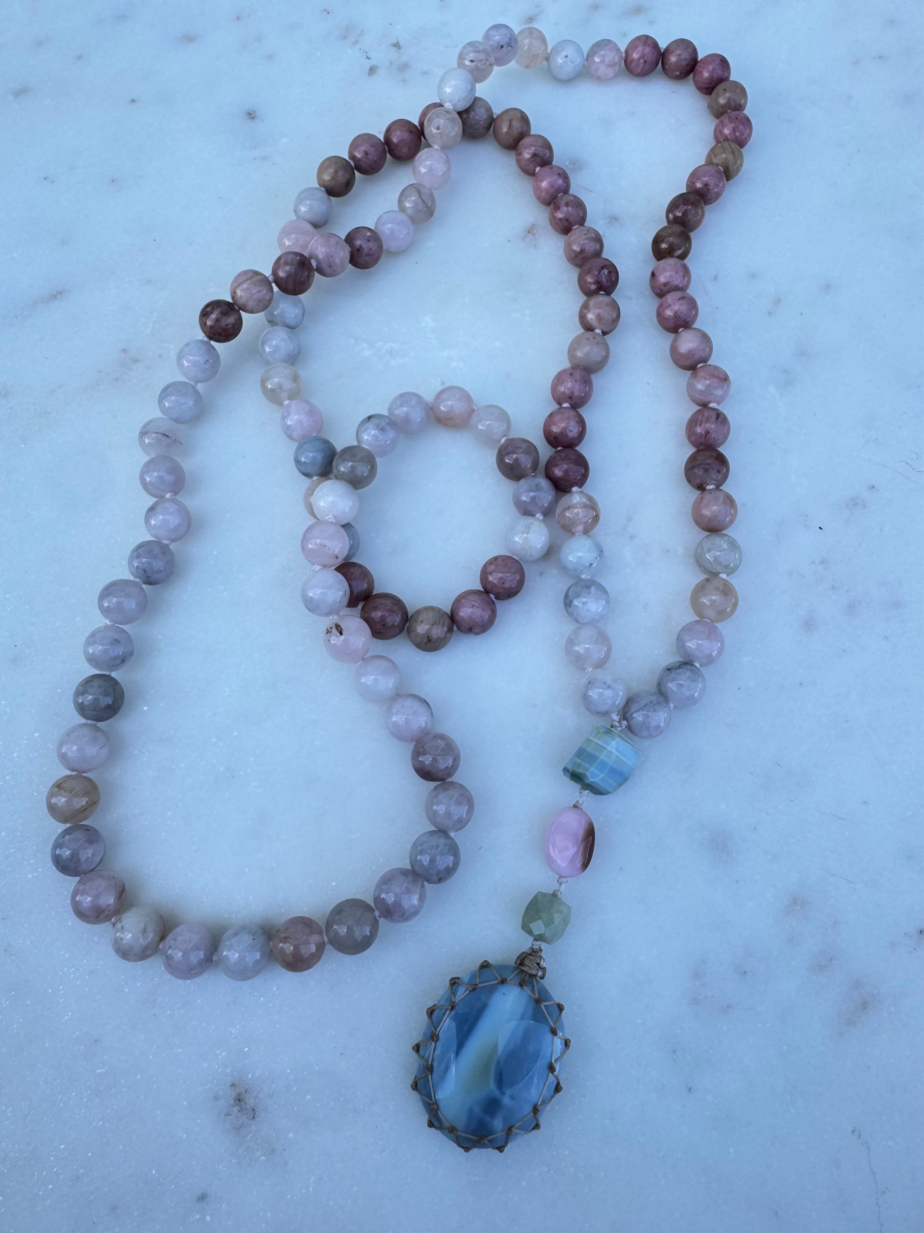 Future Nomads Necklaces One size Morganite & Rhodonite Crystal Mala 1