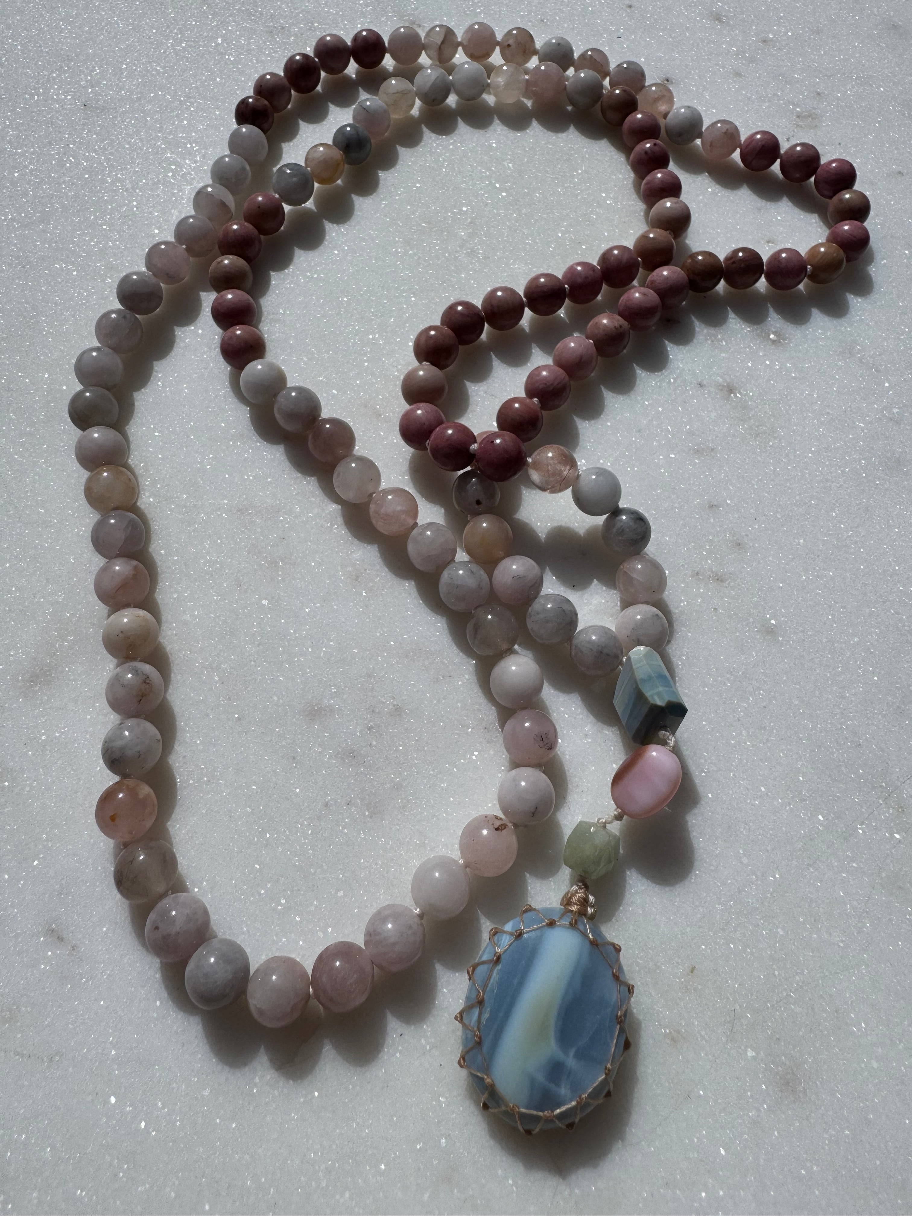 Future Nomads Necklaces One size Morganite & Rhodonite Crystal Mala 1