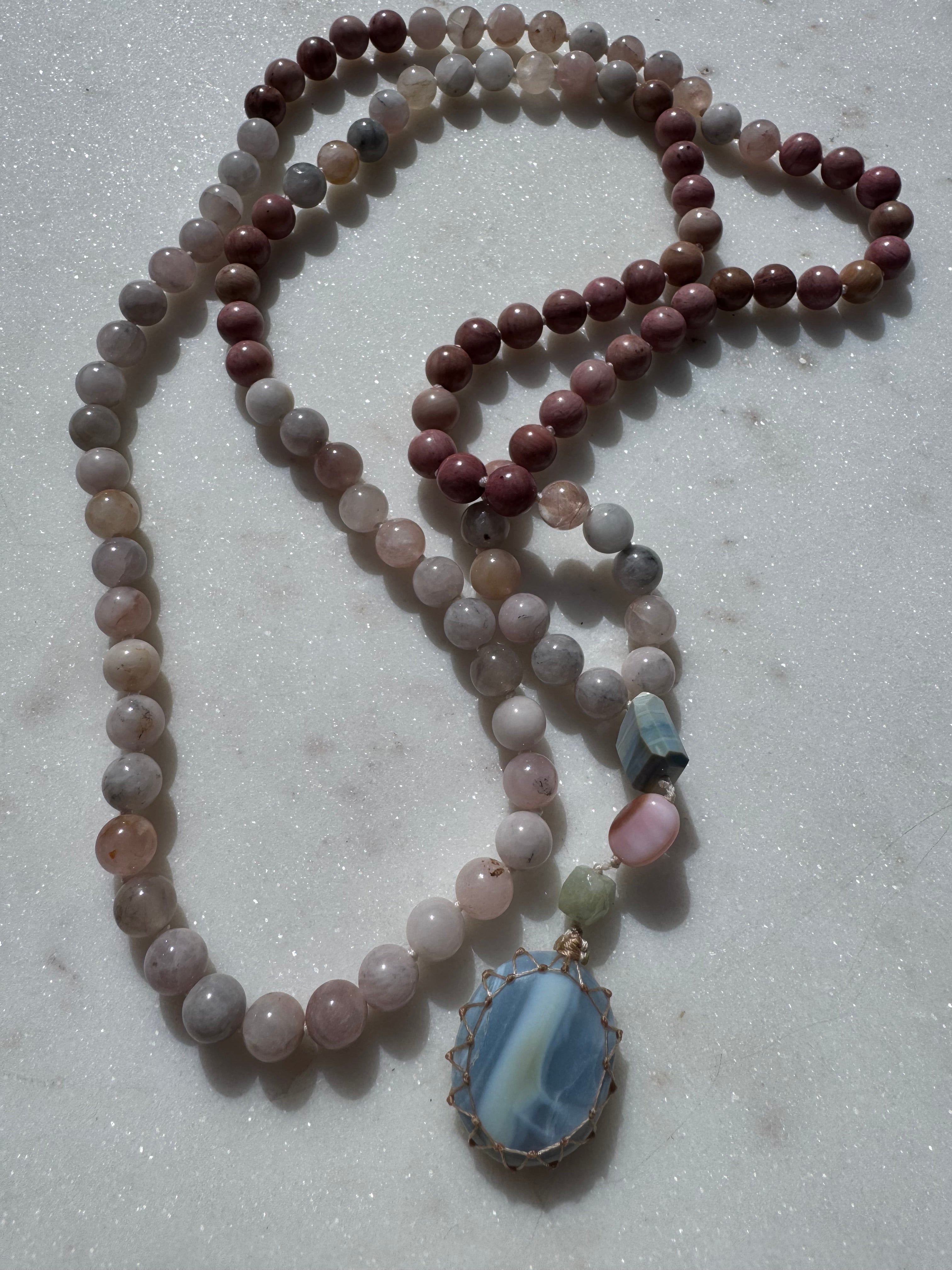 Future Nomads Necklaces One size Morganite & Rhodonite Crystal Mala 1