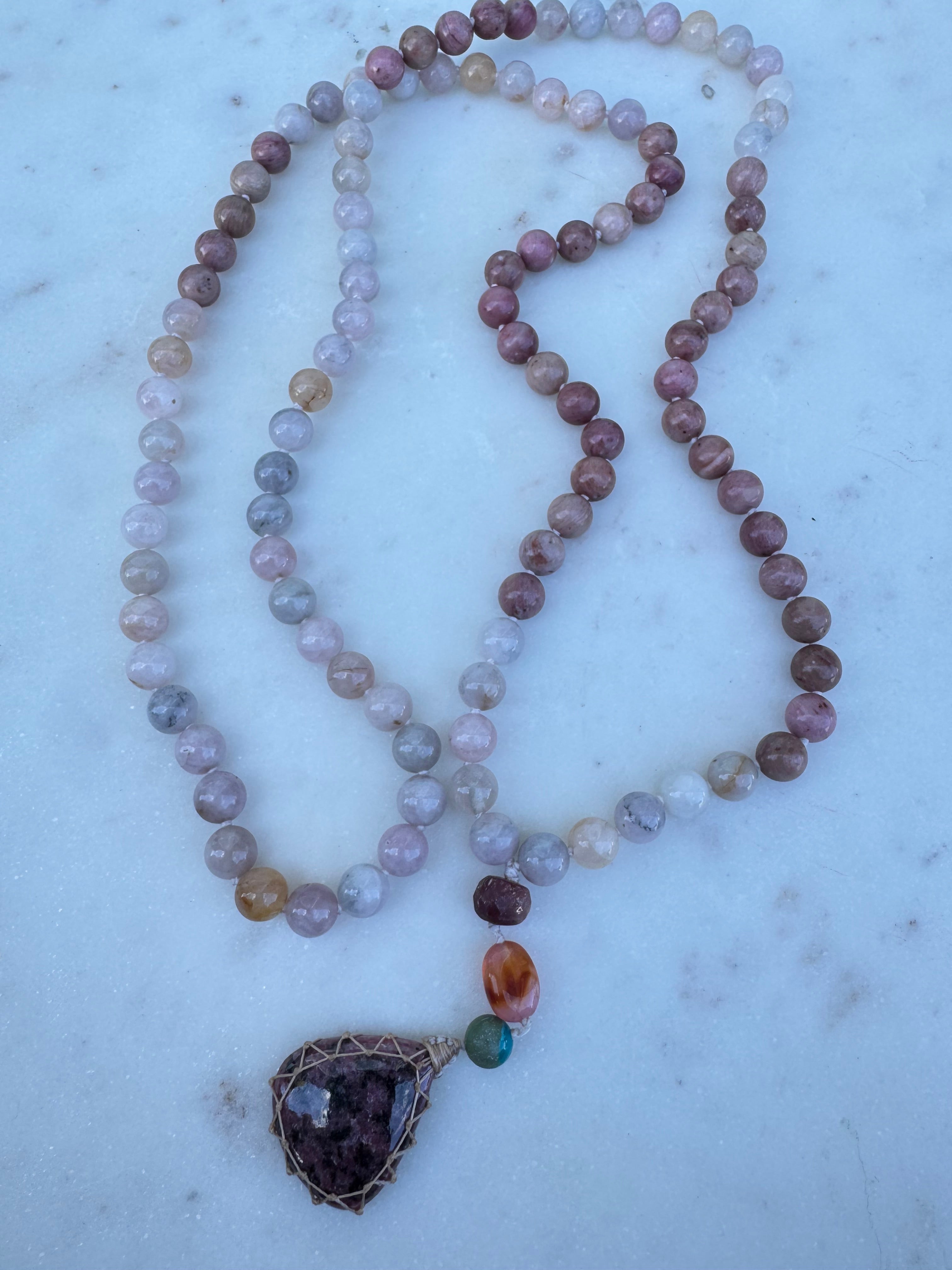 Future Nomads Necklaces One size Morganite & Rhodonite Crystal Mala 2