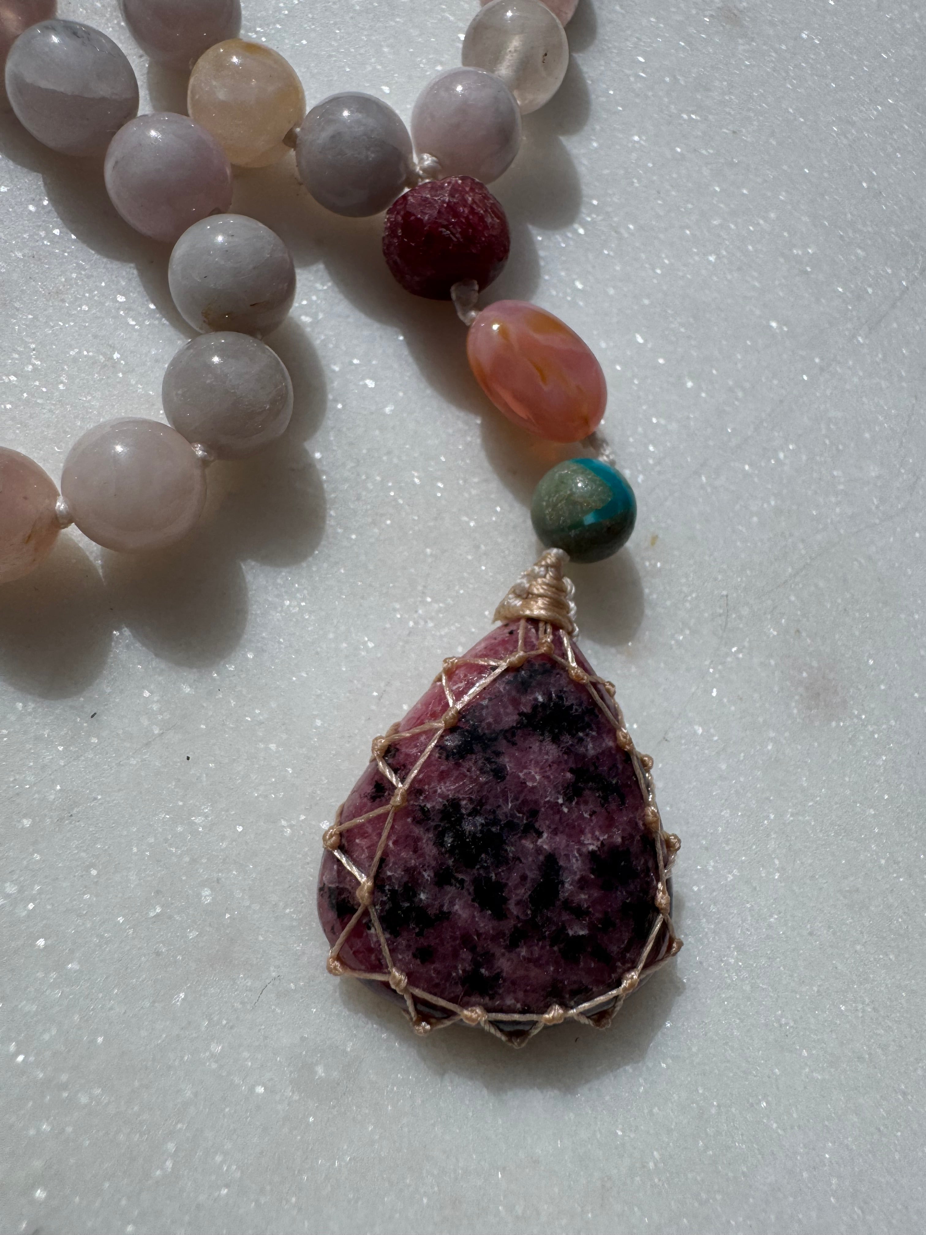 Future Nomads Necklaces One size Morganite & Rhodonite Crystal Mala 2