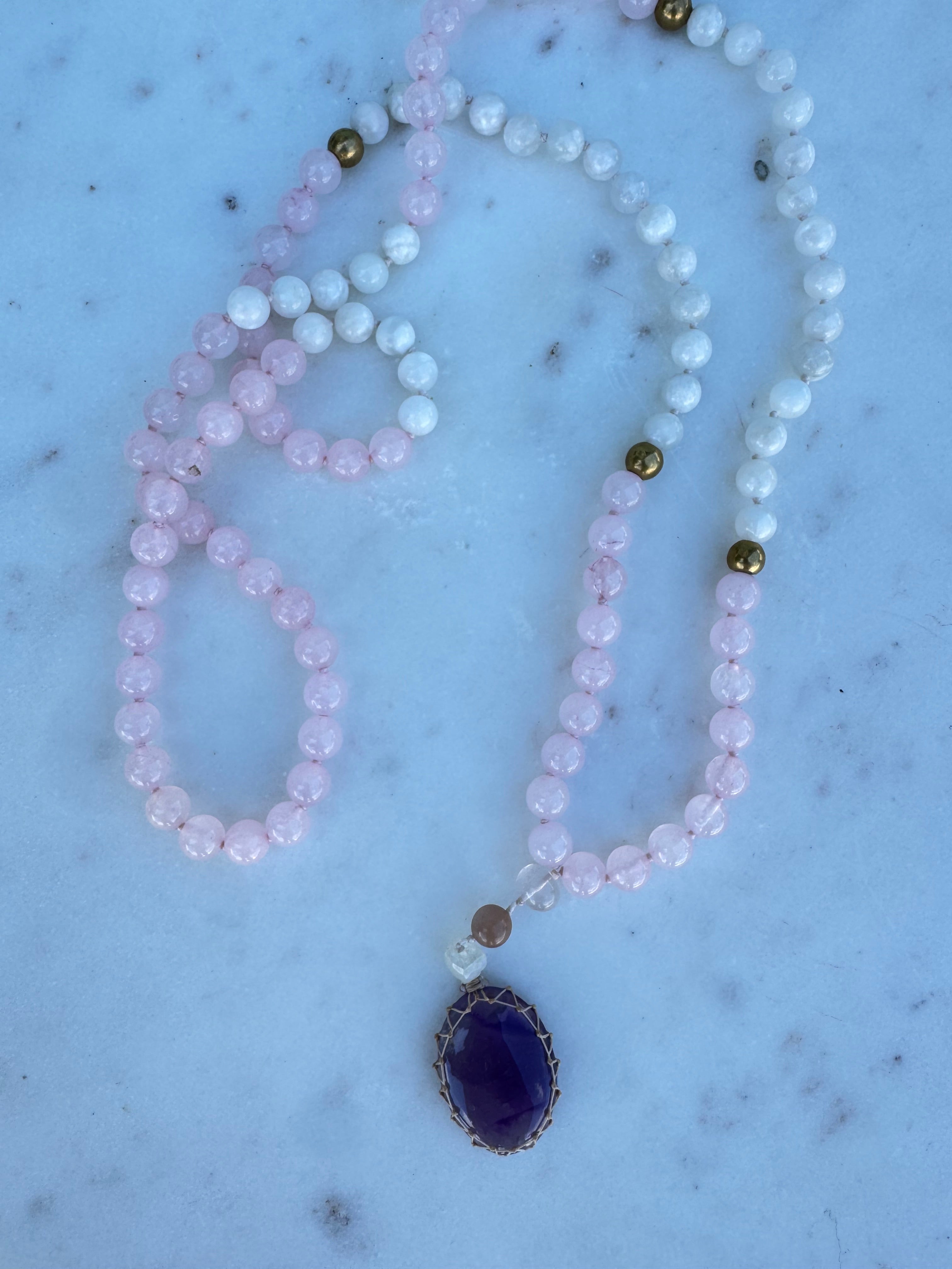 Future Nomads Necklaces One size Rose Quartz & Rainbow Moonstone Mala 2