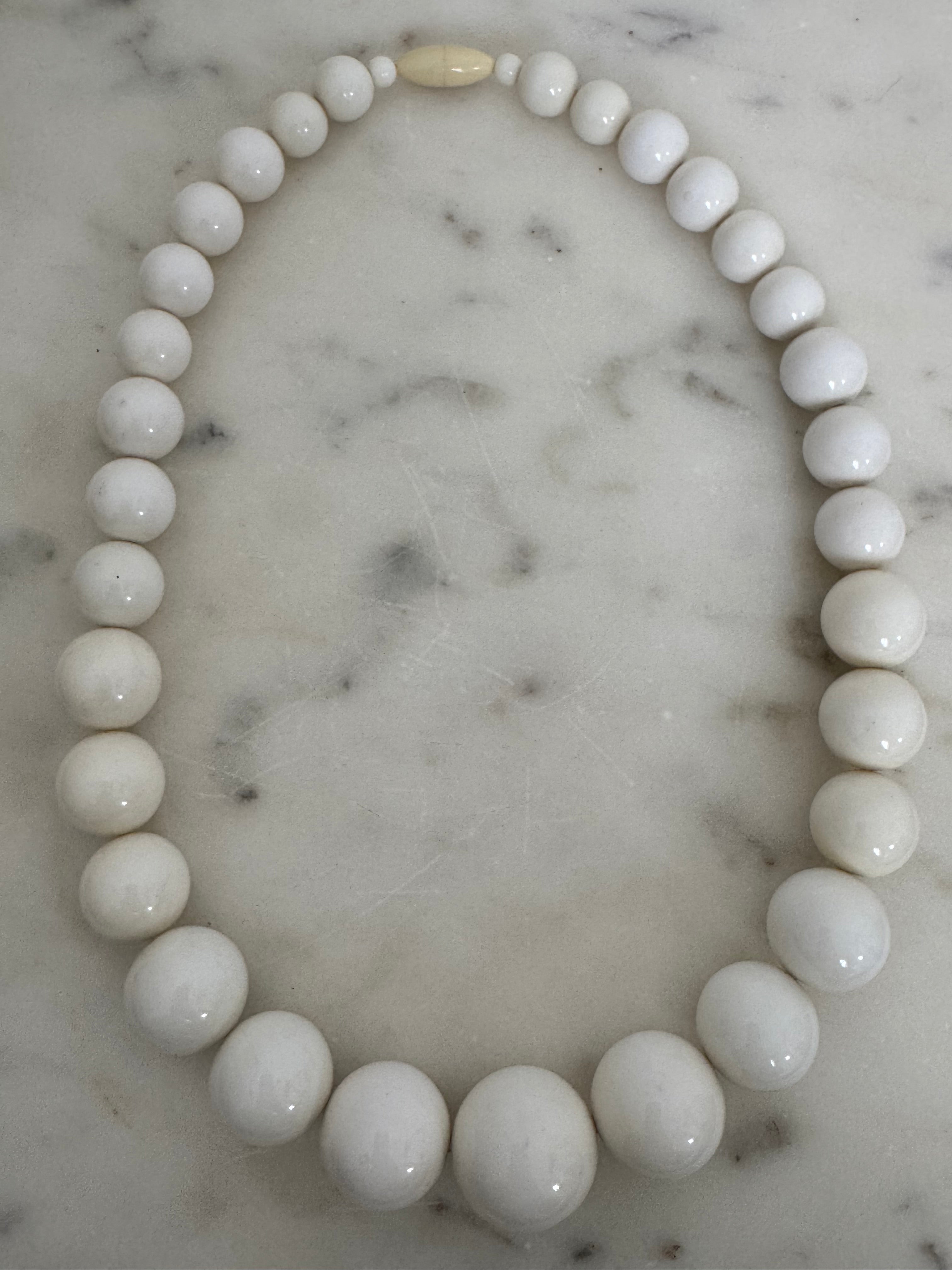 White Beads & Ivory Clasp Necklace | Necklaces