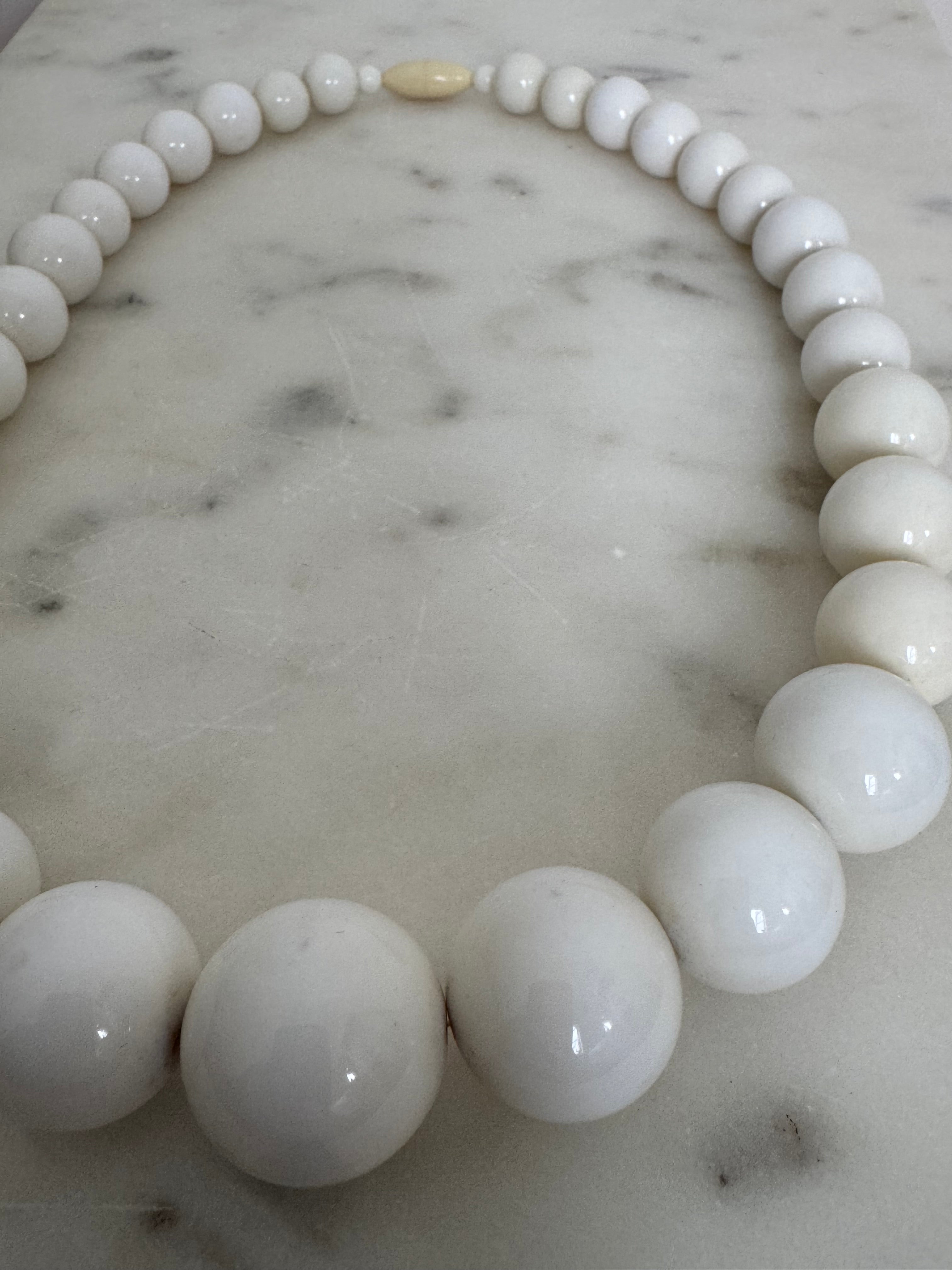 White Beads & Ivory Clasp Necklace | Necklaces