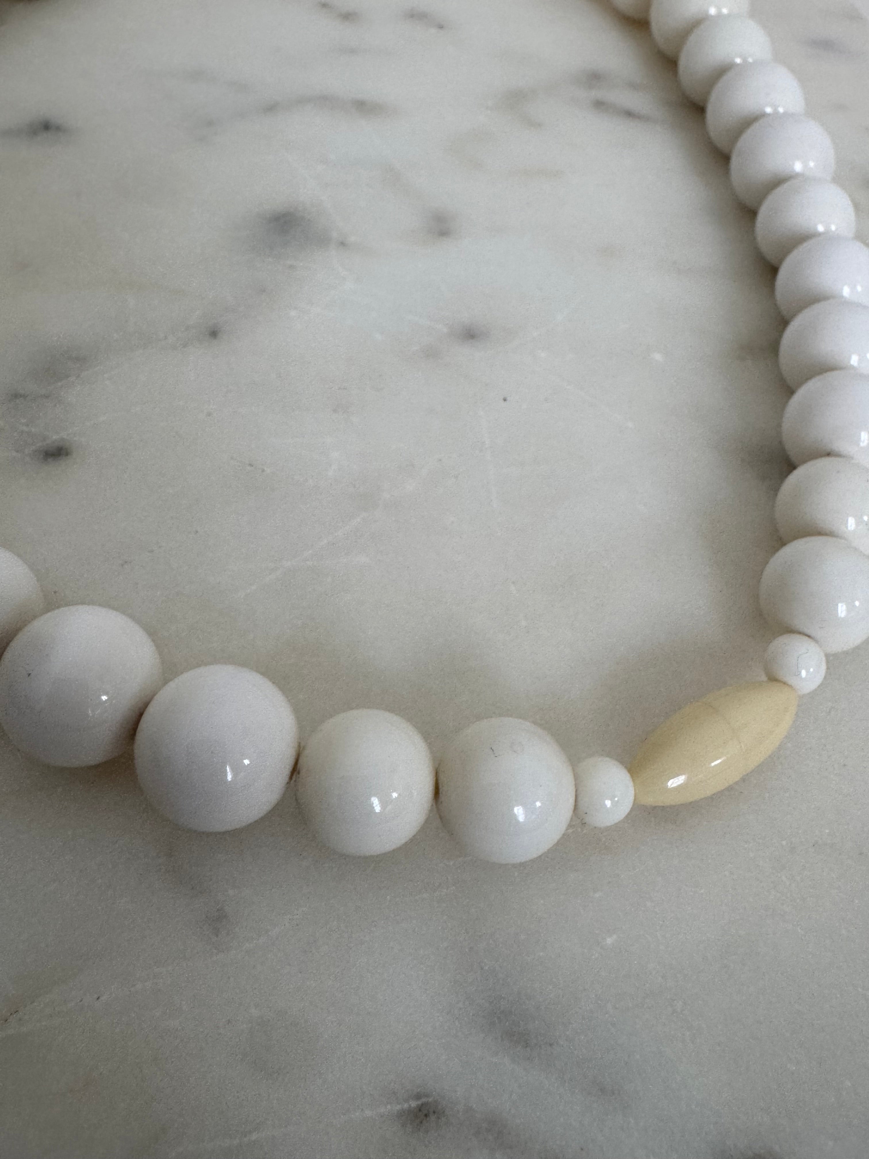 White Beads & Ivory Clasp Necklace | Necklaces