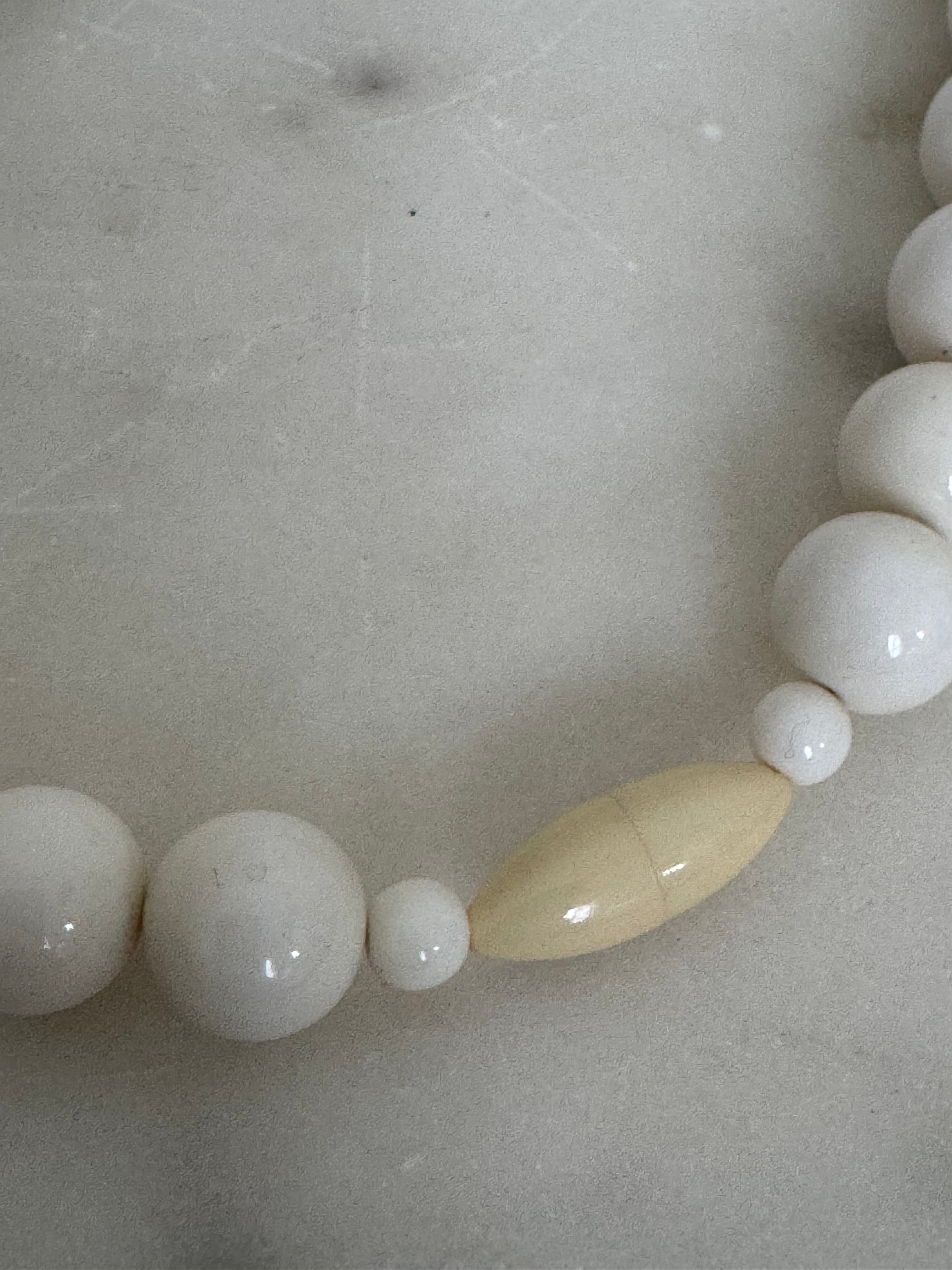 White Beads & Ivory Clasp Necklace | Necklaces