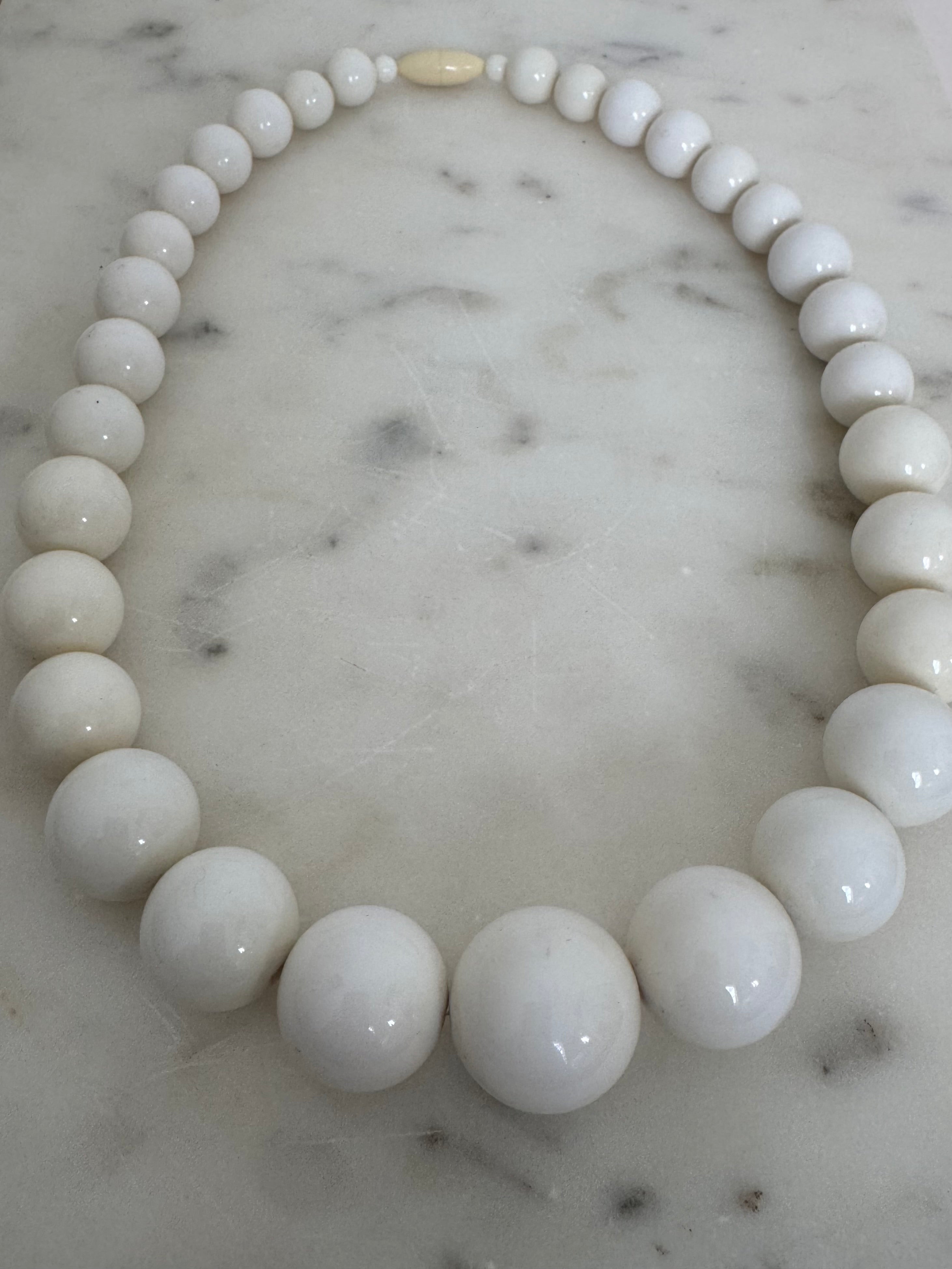 White Beads & Ivory Clasp Necklace | Necklaces