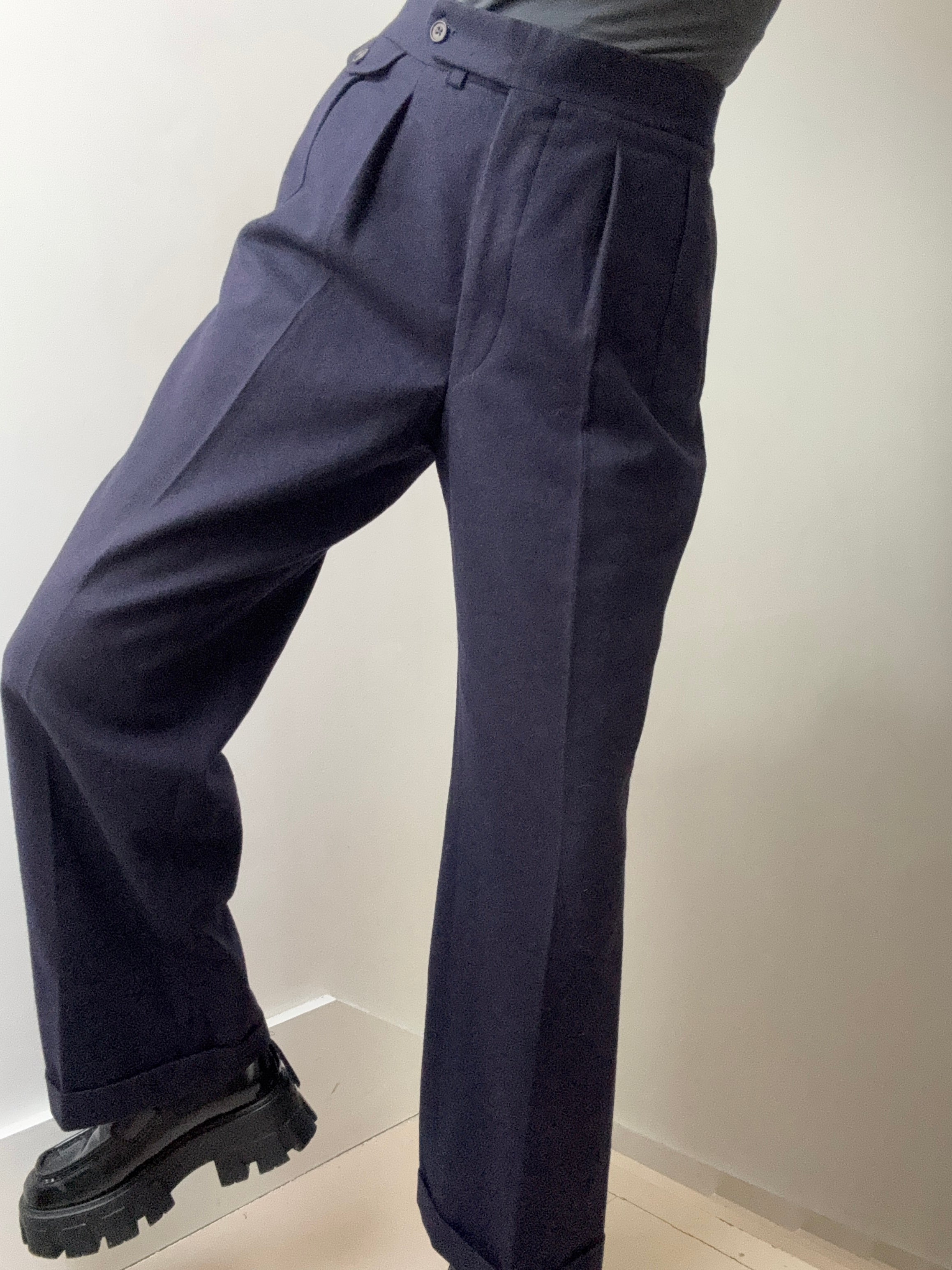 Vintage Navy Wool Stanbury Pants | Pants