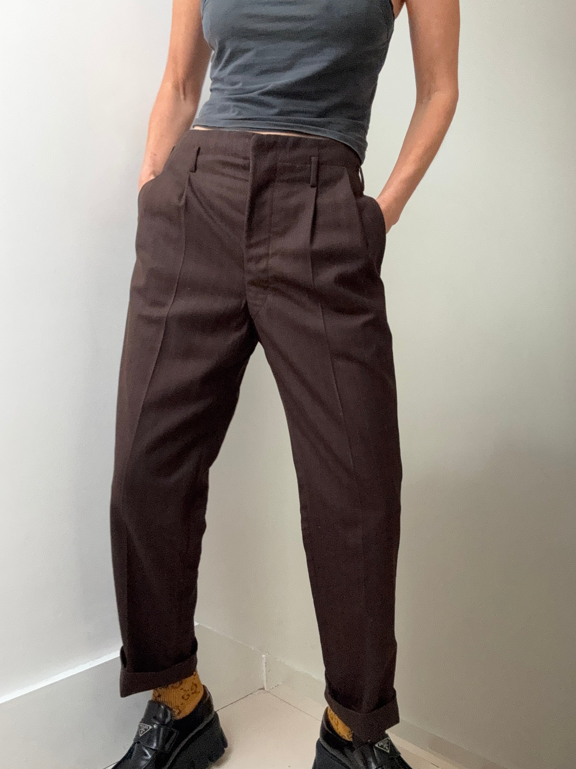 Vintage Chocolate Pants With Red Stripe | Pants