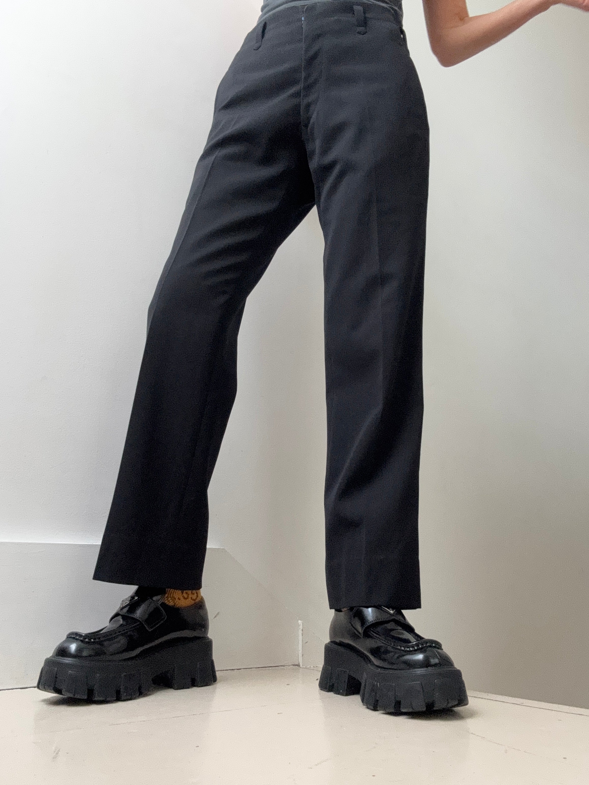 Vintage Crisp Black Wool Pants | Pants