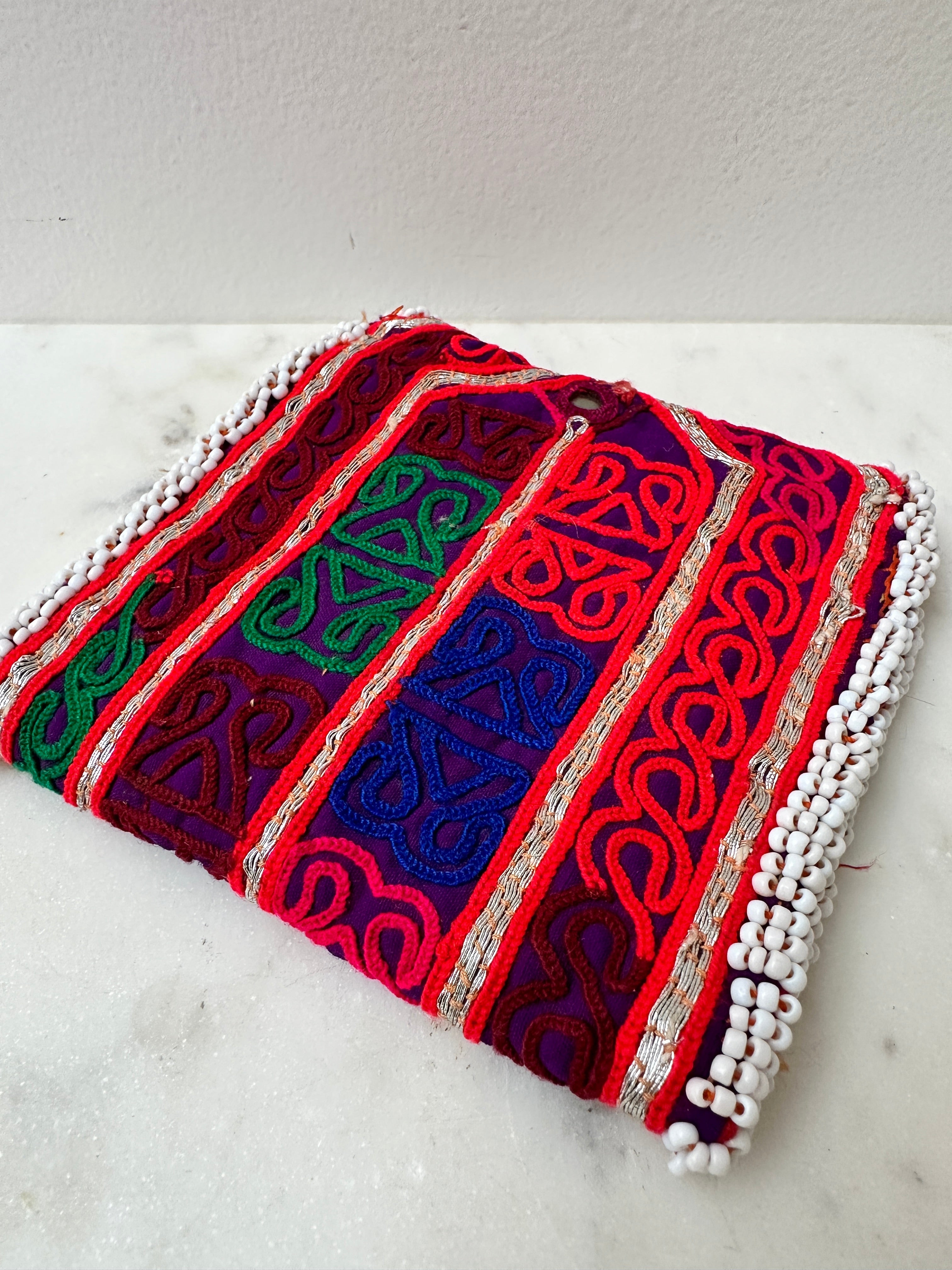 Future Nomads Purses Multi Afghani Purse White Bead