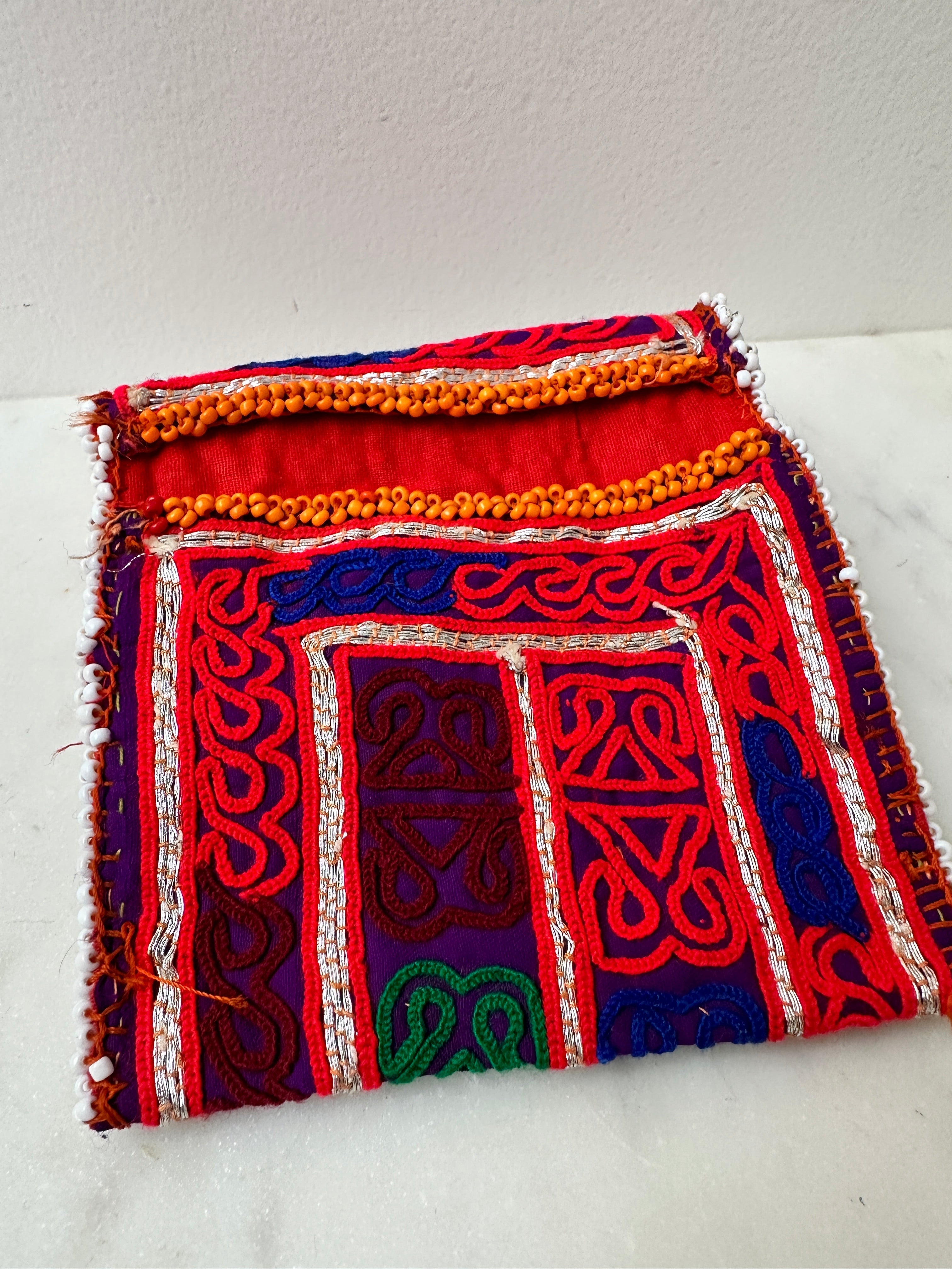 Future Nomads Purses Multi Afghani Purse White Bead