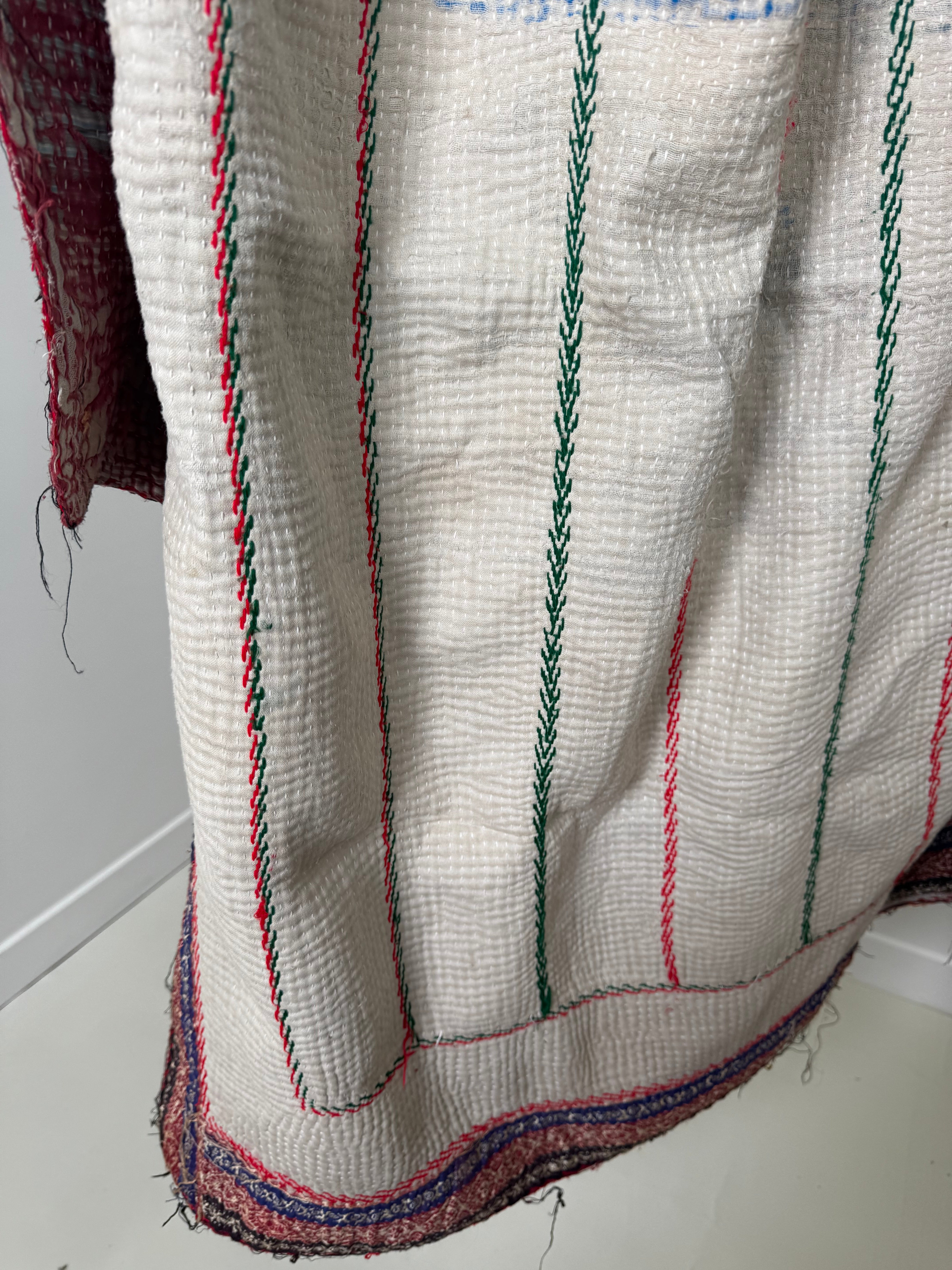 Future Nomads Quilts Multi Kantha Quilt Green Burgandy