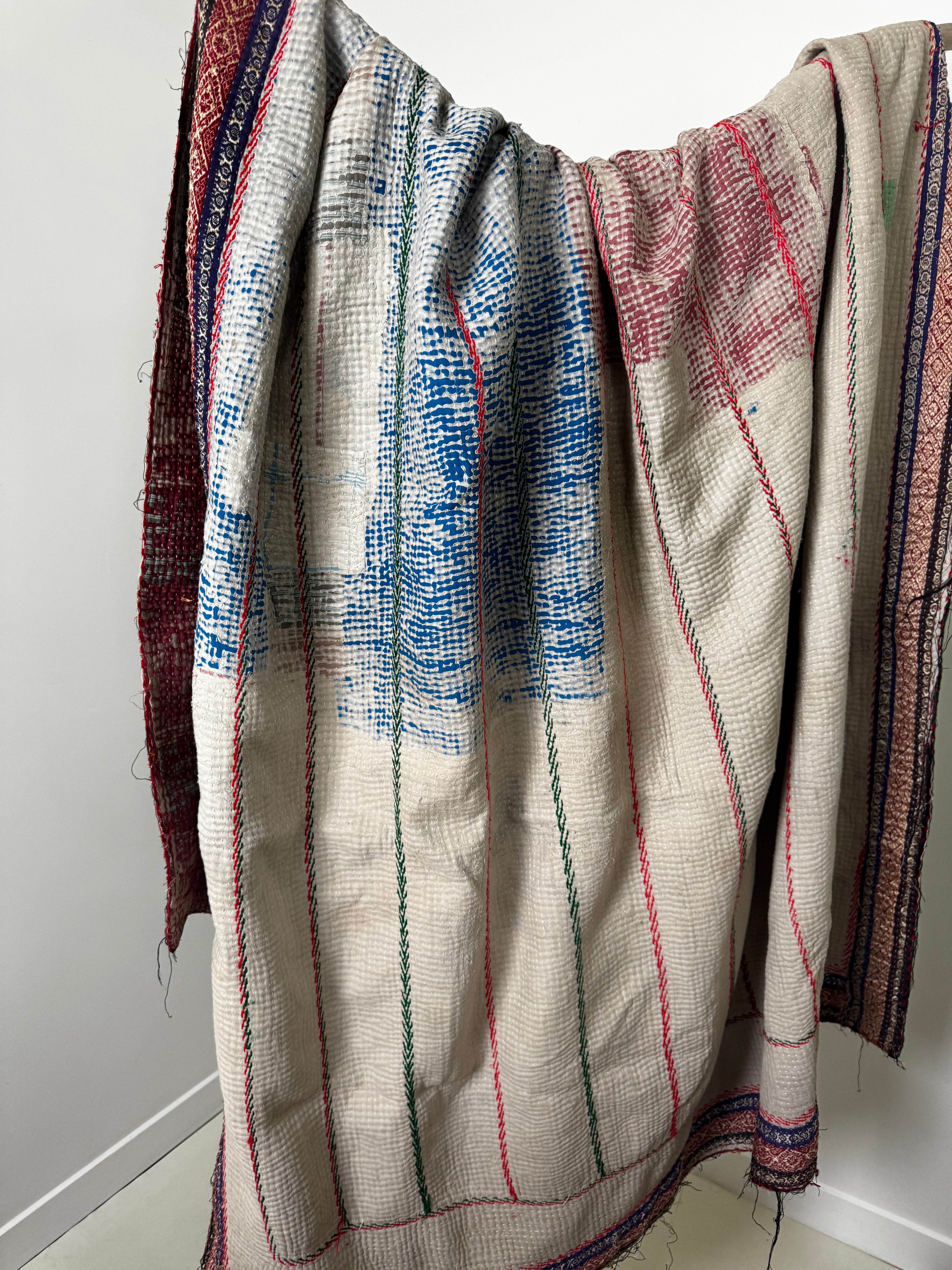 Future Nomads Quilts Multi Kantha Quilt Green Burgandy