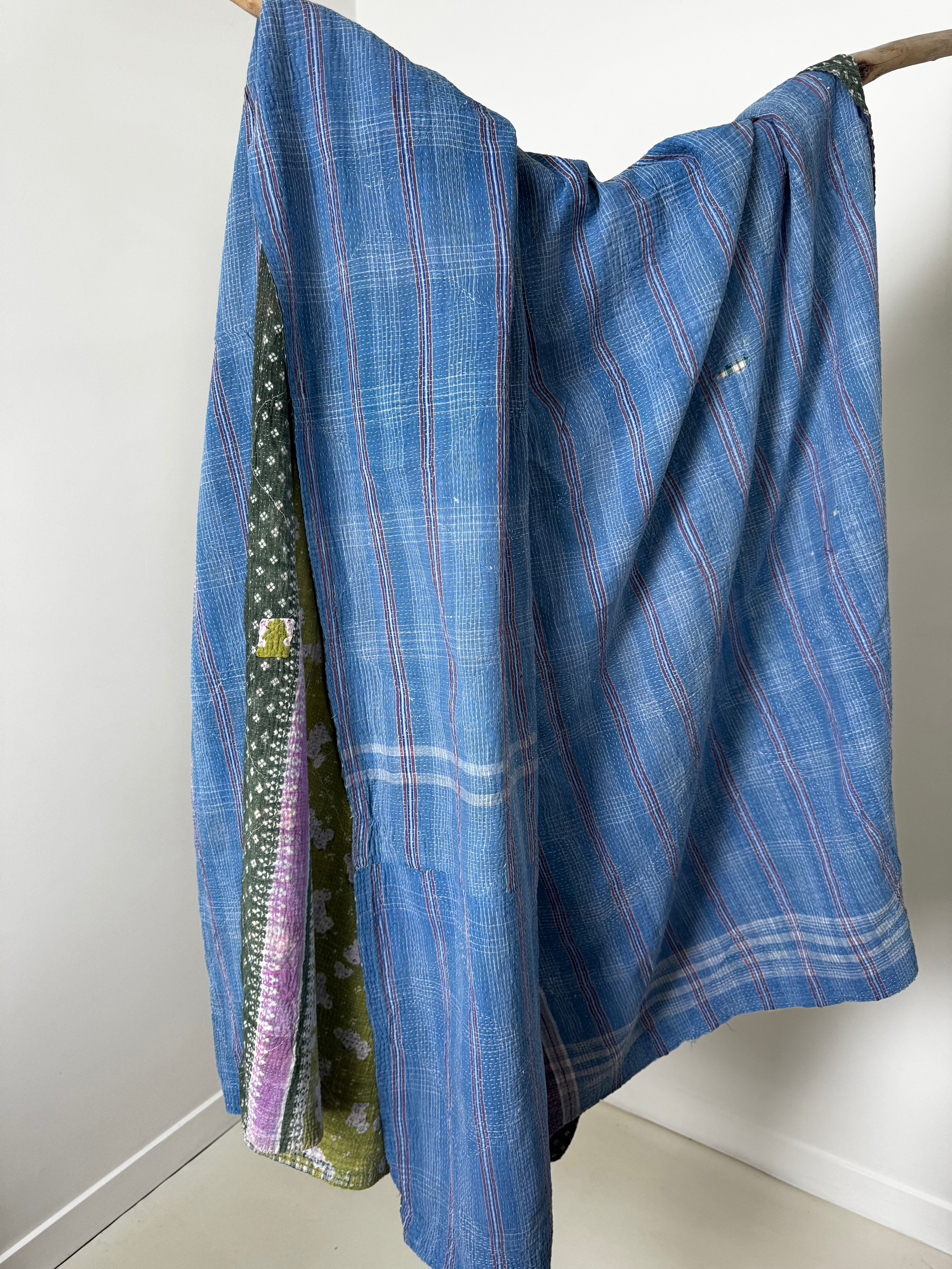 Kantha Quilt Green Floral | Quilts