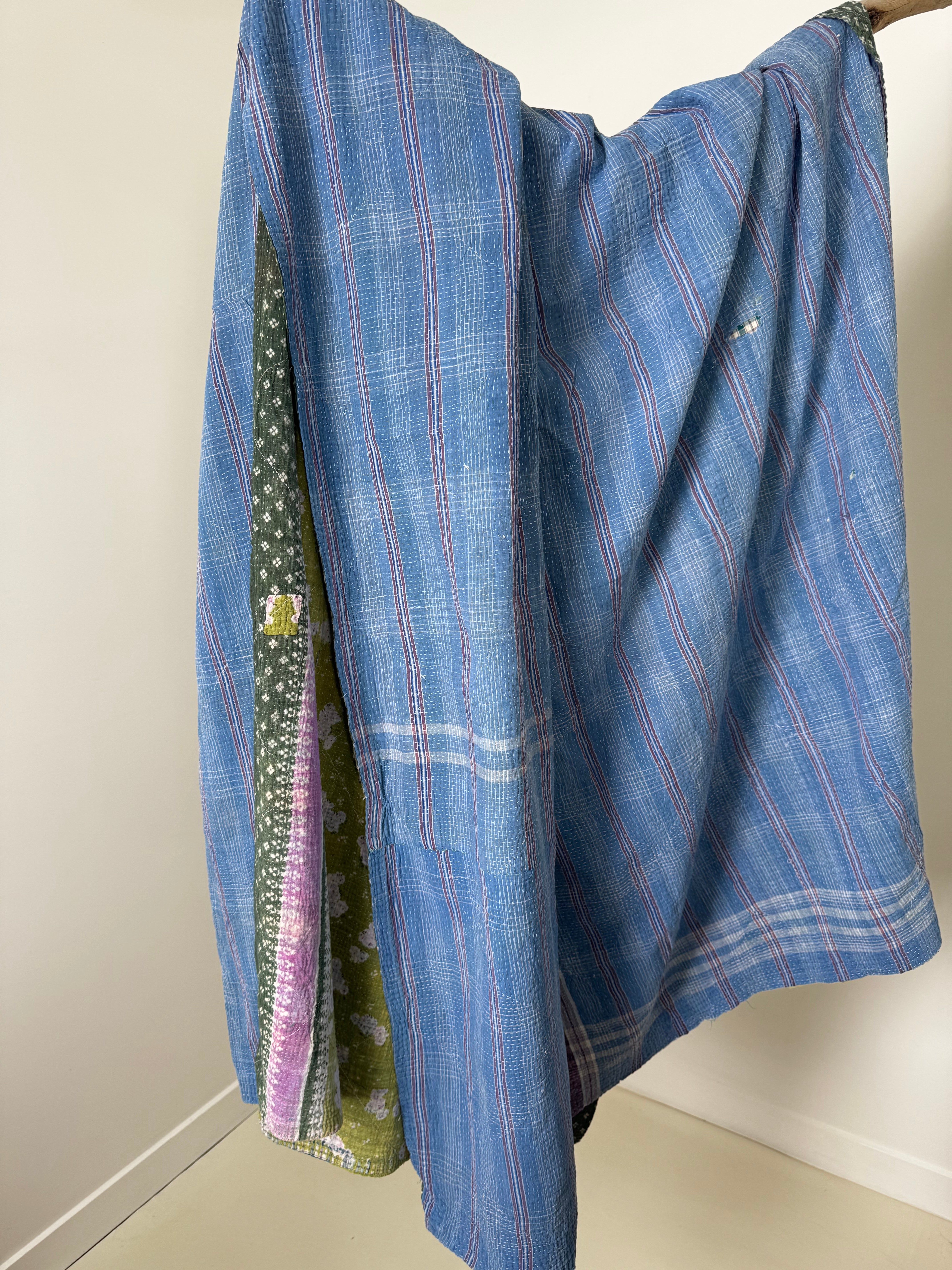 Kantha Quilt Green Floral | Quilts
