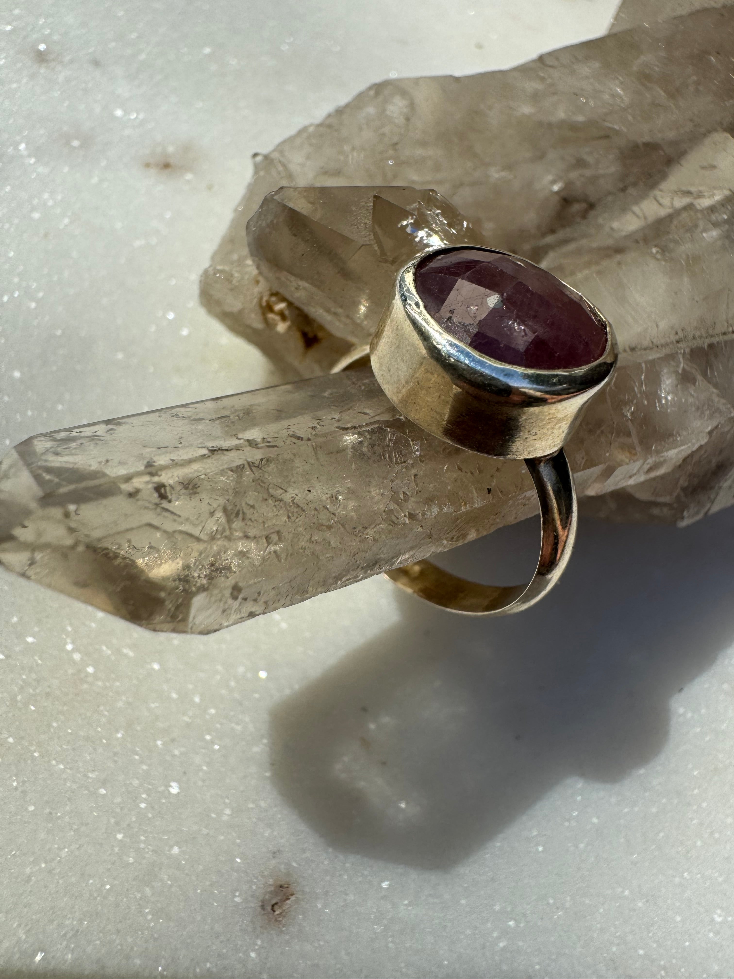 Gemstone Silver Ring Ruby Circle | Rings