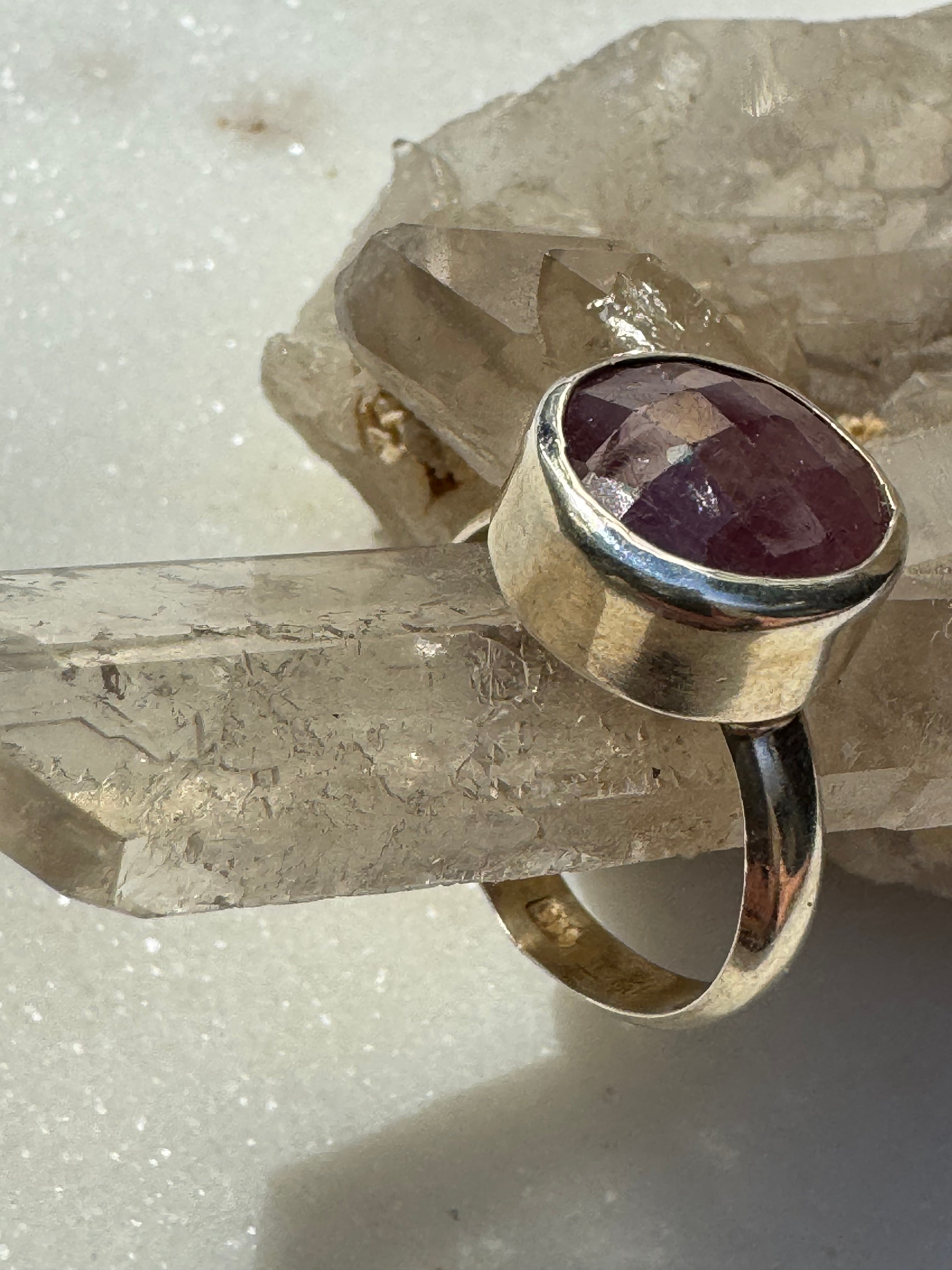 Gemstone Silver Ring Ruby Circle | Rings