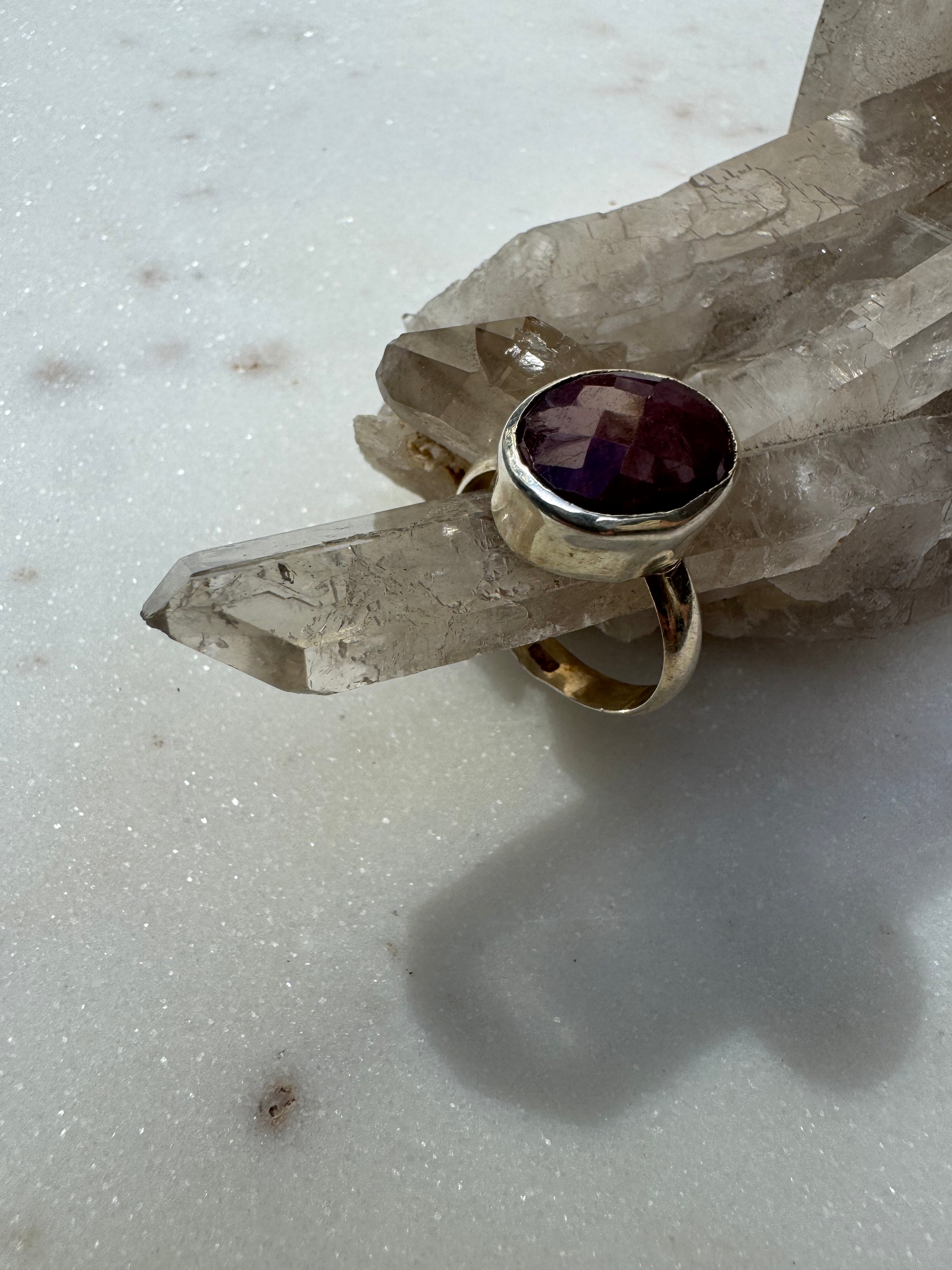 Gemstone Silver Ring Ruby Oval | Rings