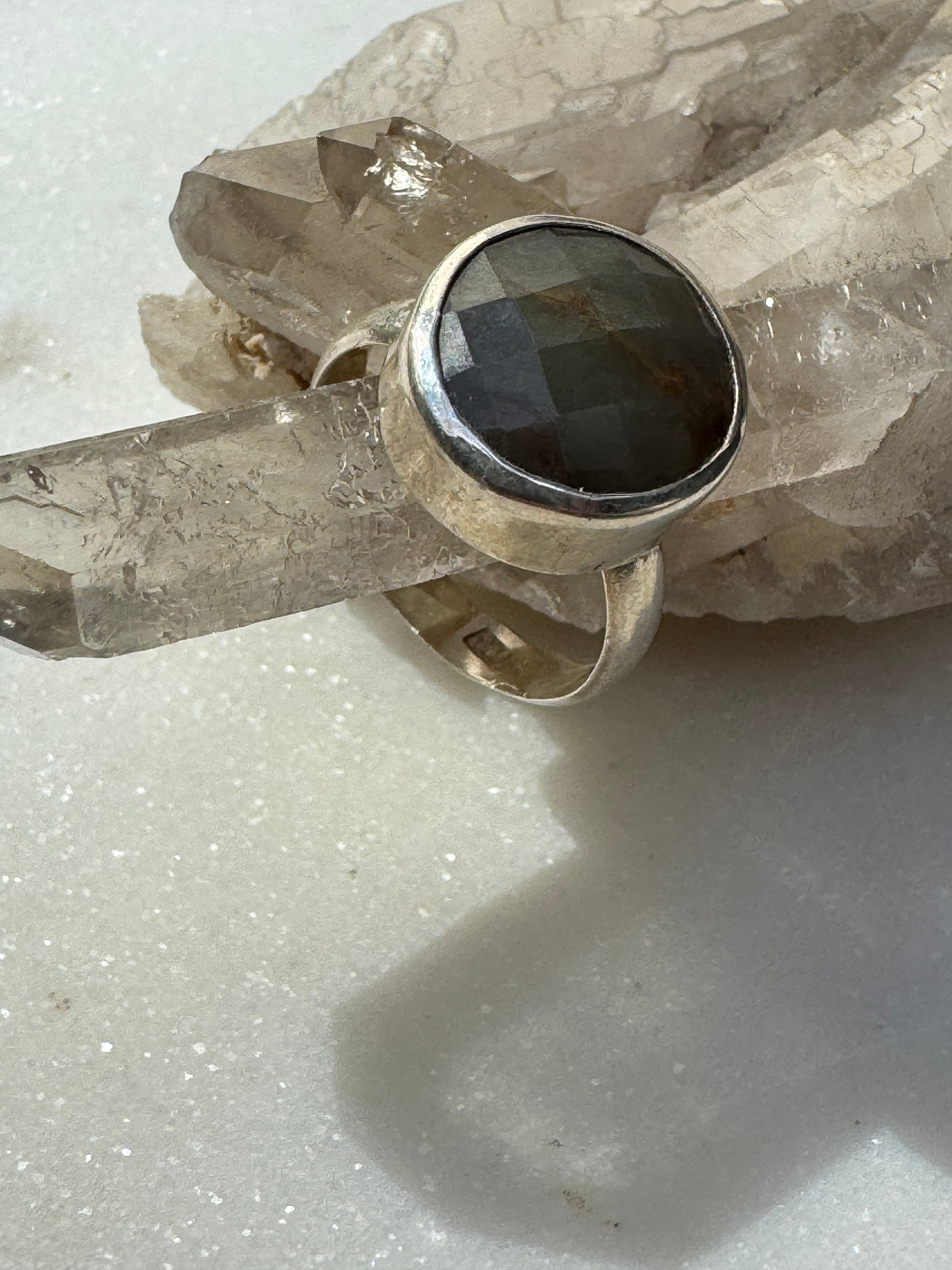 Gemstone Silver Ring Smokeygrey Circle | Rings