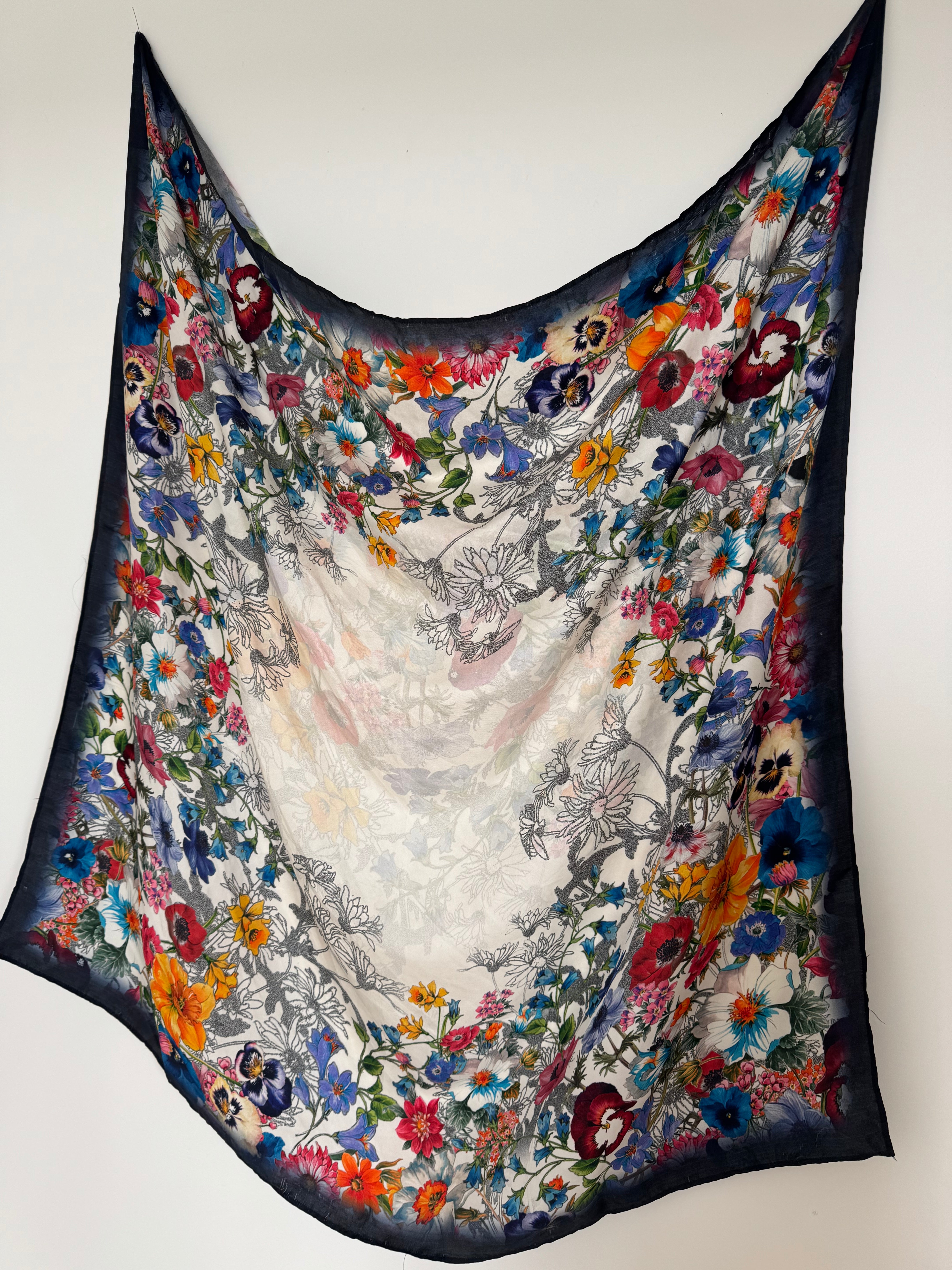 Future Nomads Scarves One Size Bright Floral Silk Scarf