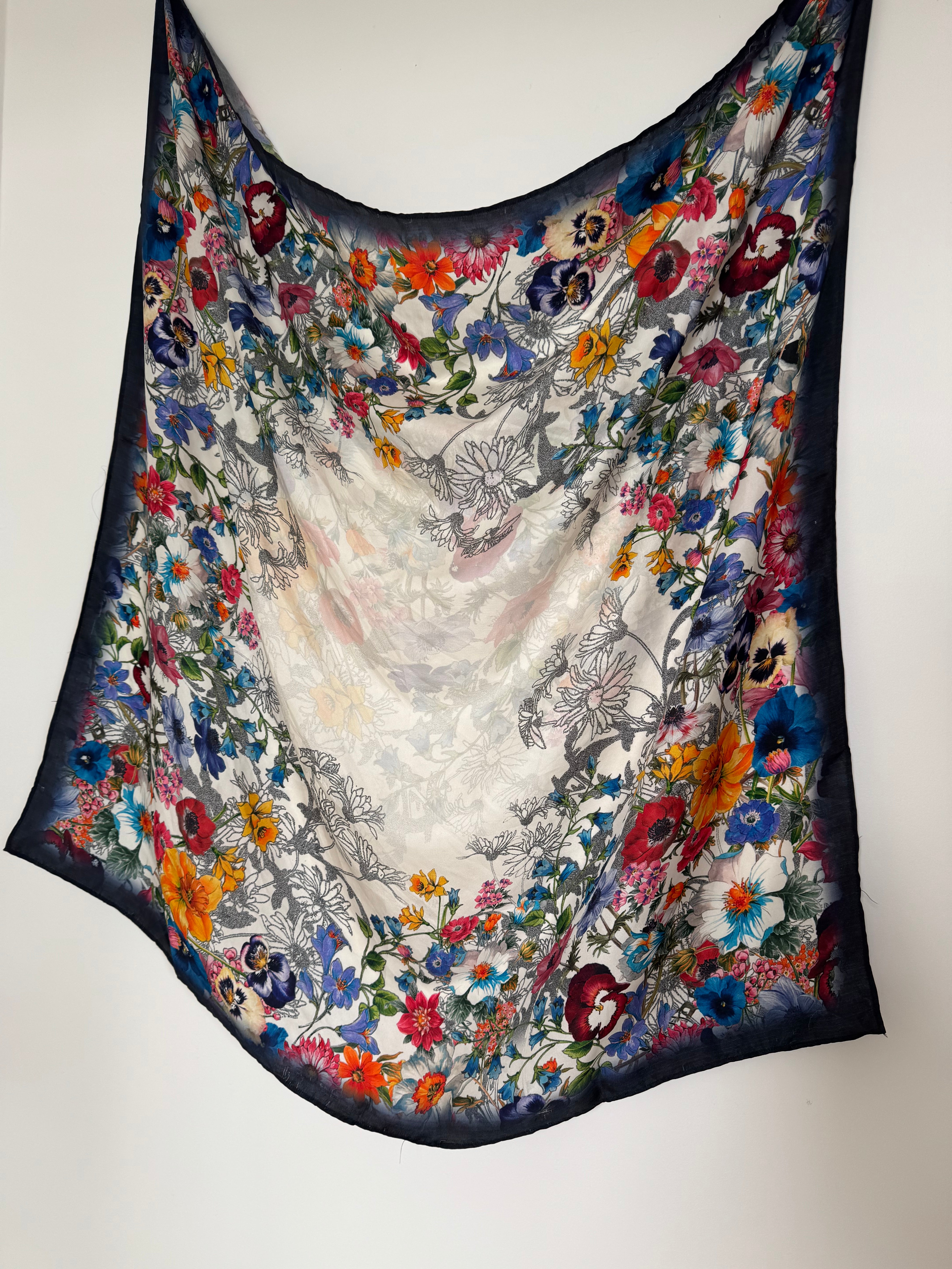 Future Nomads Scarves One Size Bright Floral Silk Scarf