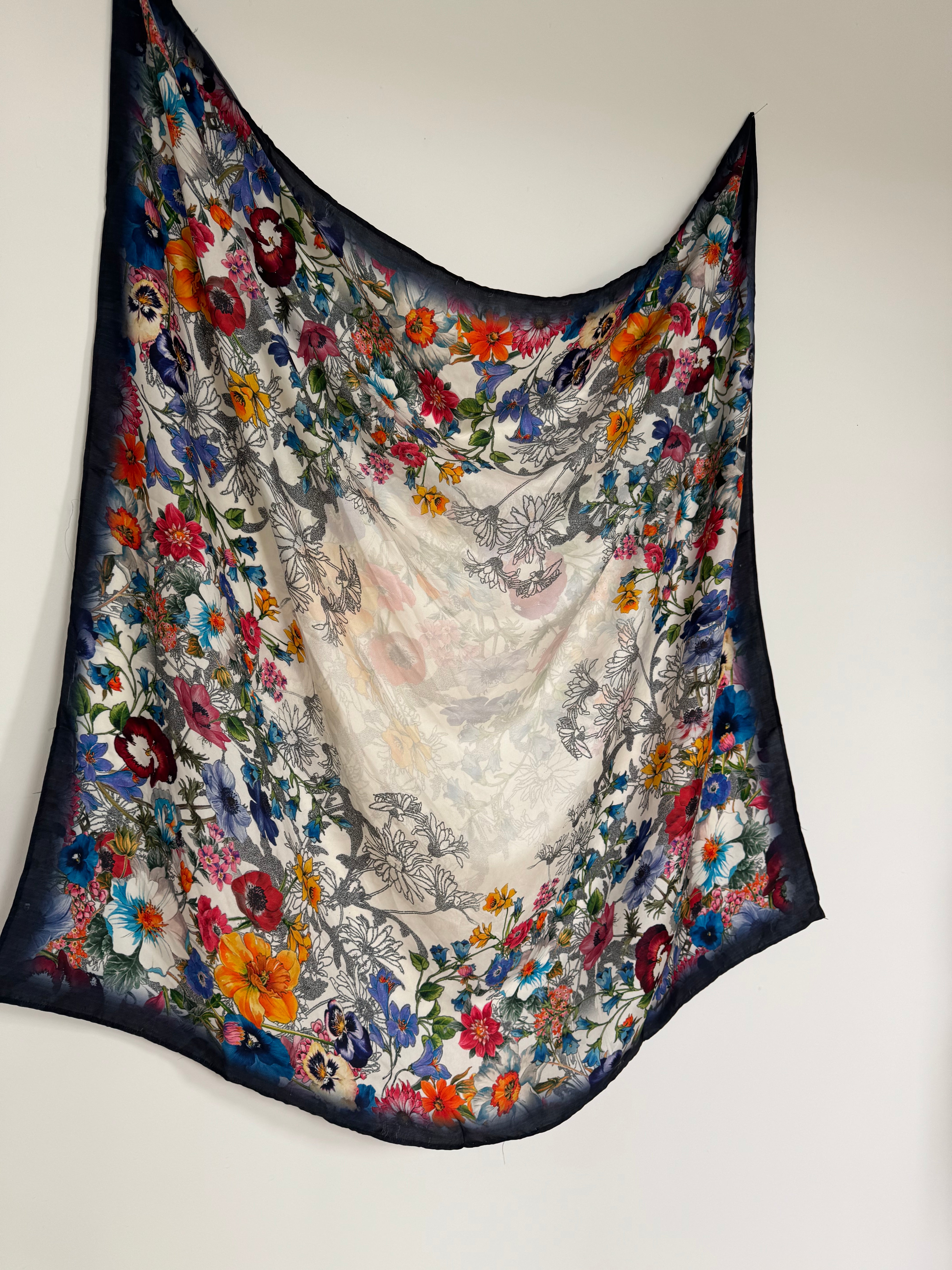 Future Nomads Scarves One Size Bright Floral Silk Scarf